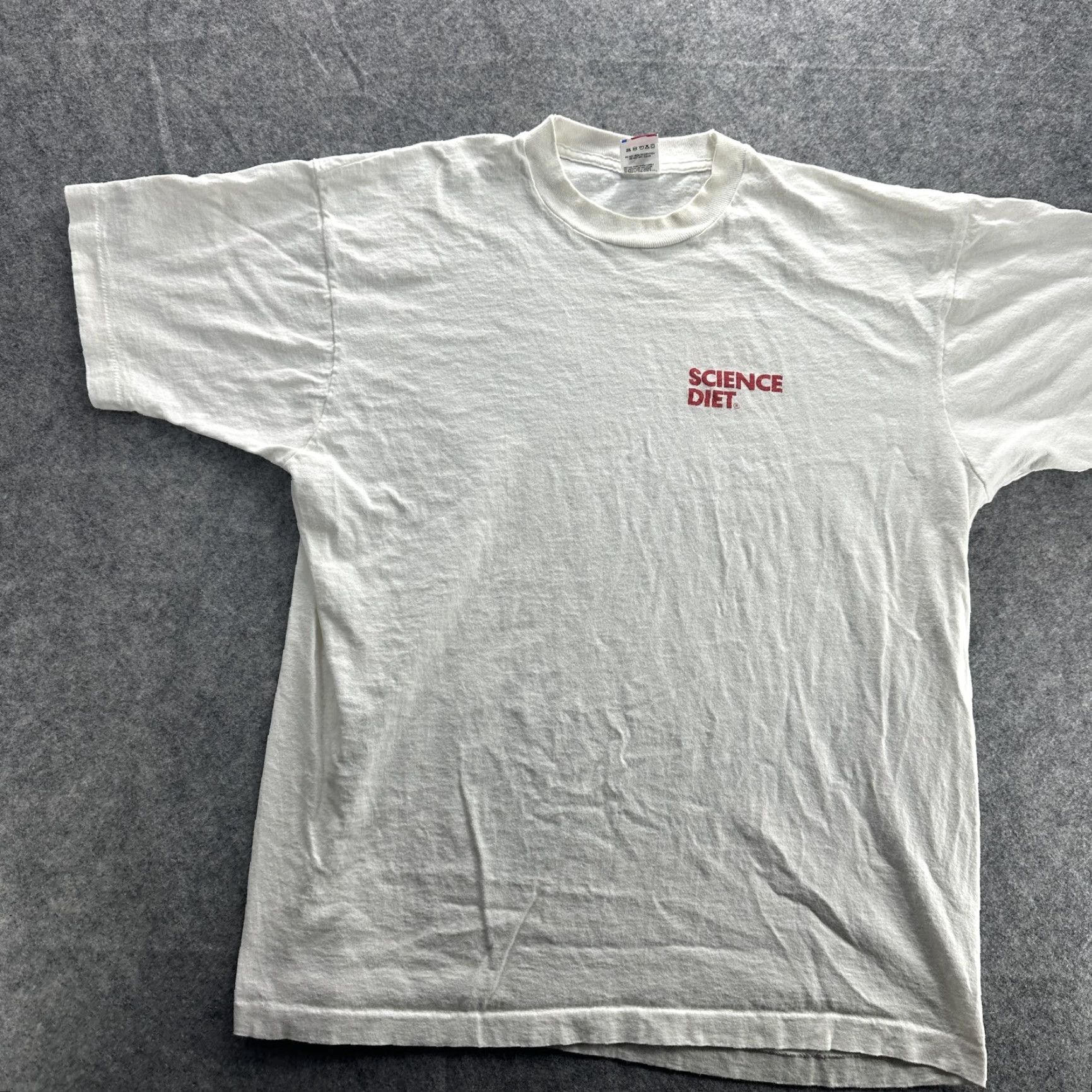 Fruit Of The Loom VINTAGE Science Diet Shirt Mens XL White Fruit of the Loom Single Stitch 90s Promo Mens XL White Cotton Crew Neck Short Sleeve T-Shirt Size US XL / EU 56 / 4 - 2 Thumbnail