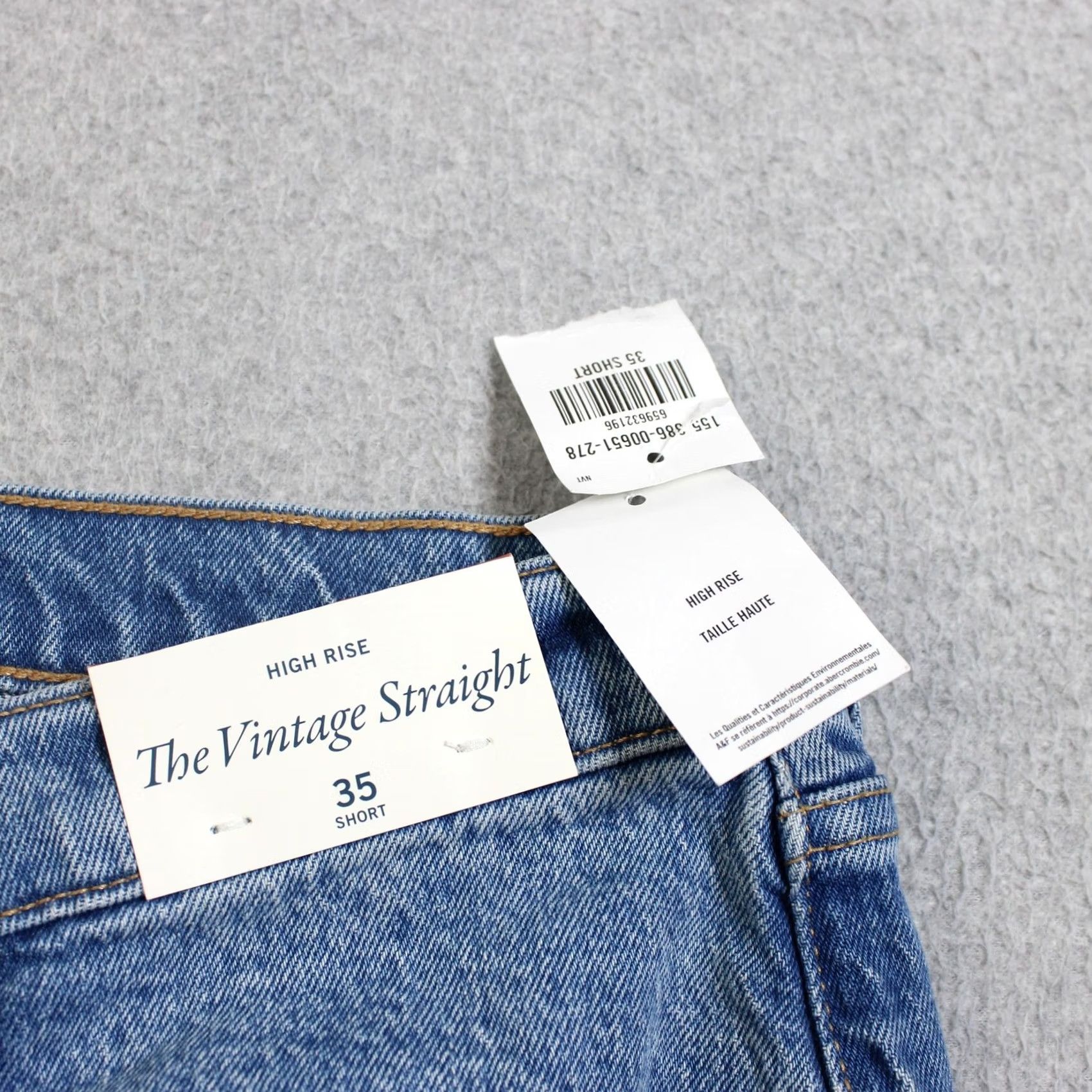 Abercrombie & Fitch VINTAGE Abercrombie & Fitch Jeans Women 35 Short Blue High Rise Vintage Straight Raw Hem Jeans (Medium Wash) Womens Size 24" / US 00 / IT 34 - 6 Thumbnail