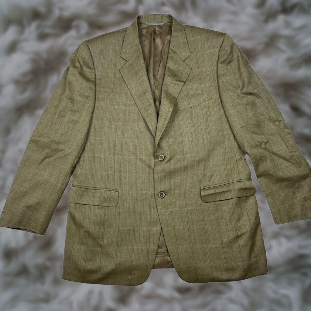 Canali Canali Blazer Men 100% Wool Brown Windowpane Plaid 2-Button Italy 44R Jacket Size 44R - 1 Thumbnail