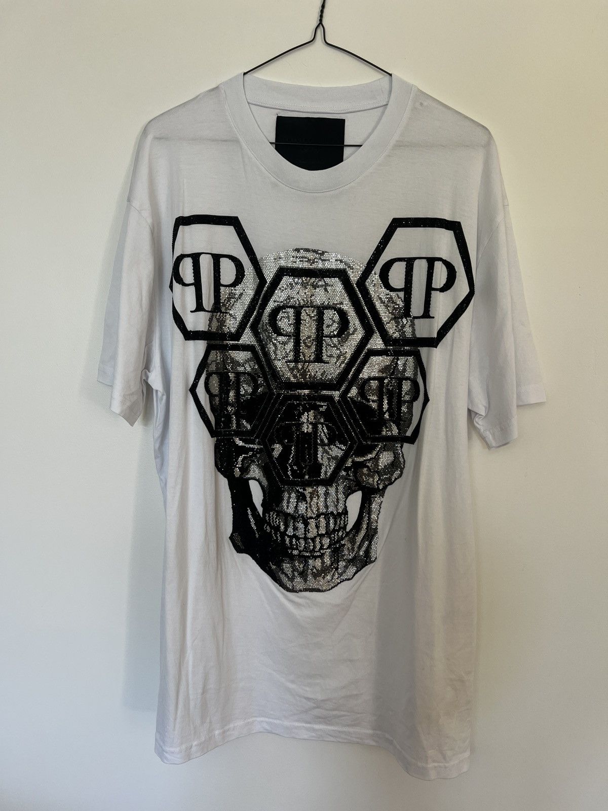 Philipp Plein Philipp Plein Rhinestone Skull Hex Logo T-Shirt – Size XL Size US XL / EU 56 / 4 - 6 Thumbnail