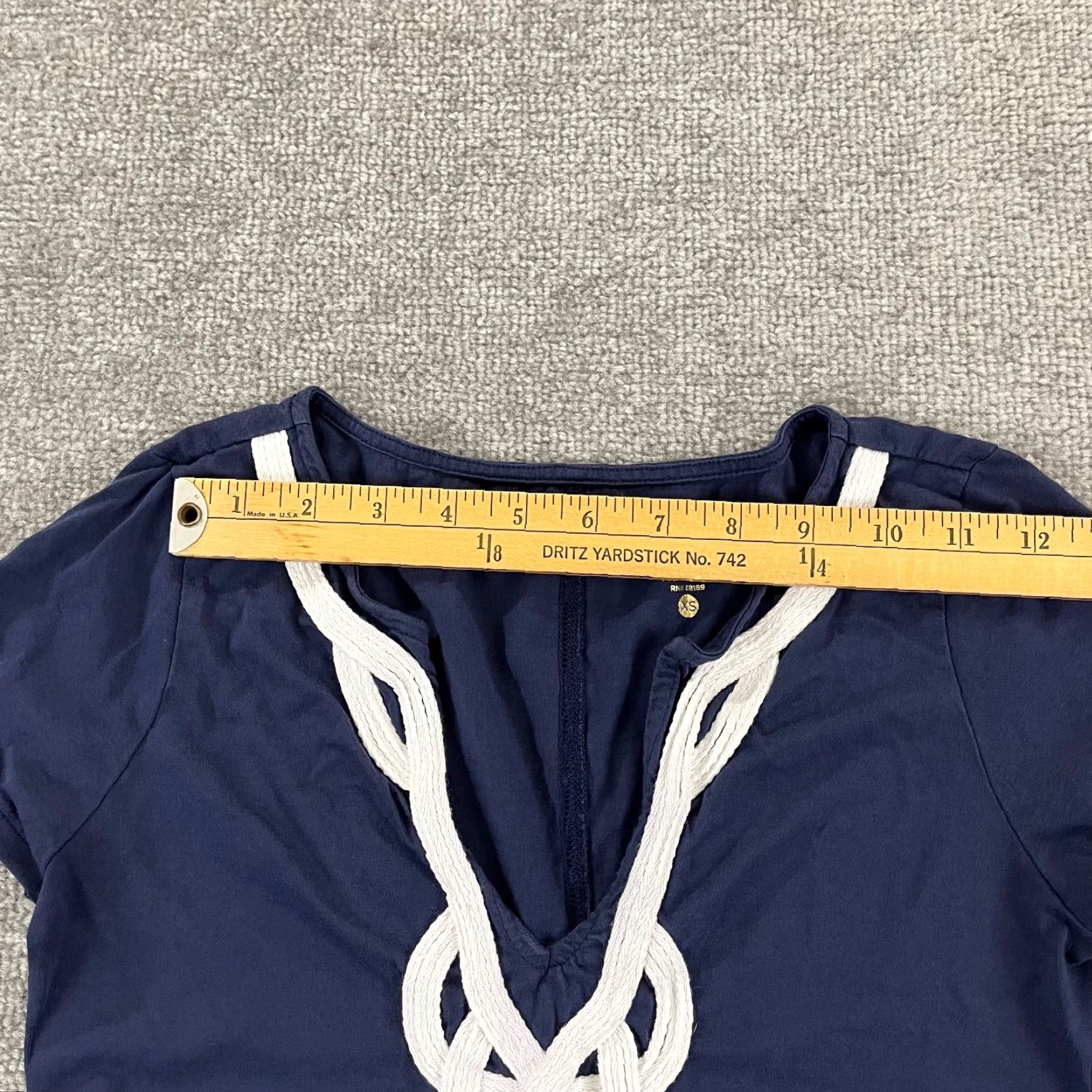 Lilly Pulitzer Lilly Pulitzer Dress Womens XS Brewster Navy Blue White Short Sleeve Mini 11529 Size 26" / US 2 / IT 38 - 6 Thumbnail