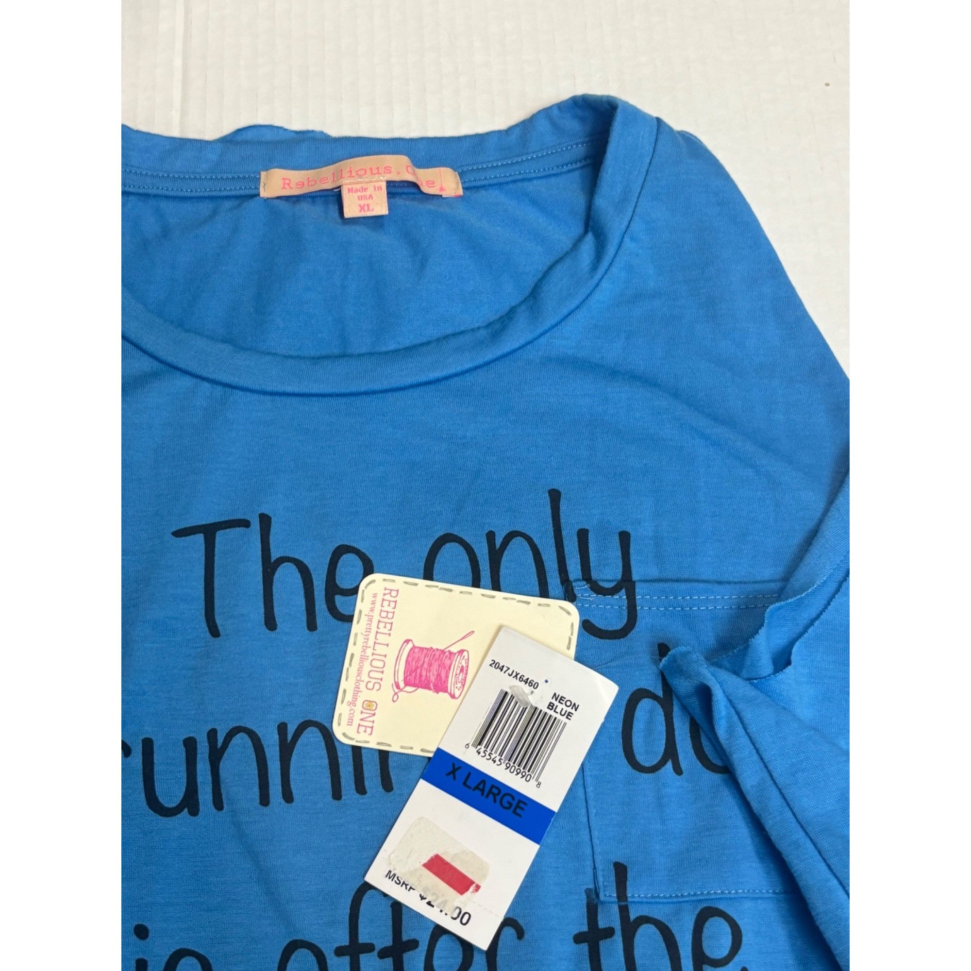 Other Rebellious One Junior's High Low Graphic Tank Top, Neon Blu Size XL / US 12-14 / IT 48-50 - 8 Thumbnail