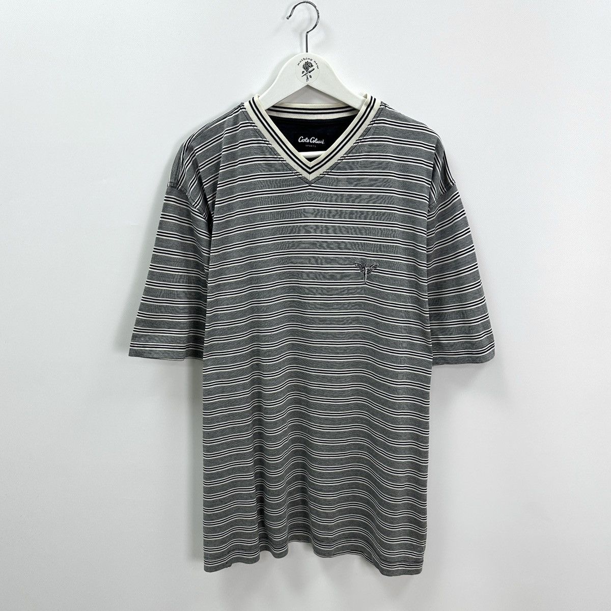 Vintage Vintage 90s Carlo Colucci Sports embroidered striped tee y2k Size US XL / EU 56 / 4 - 1 Thumbnail