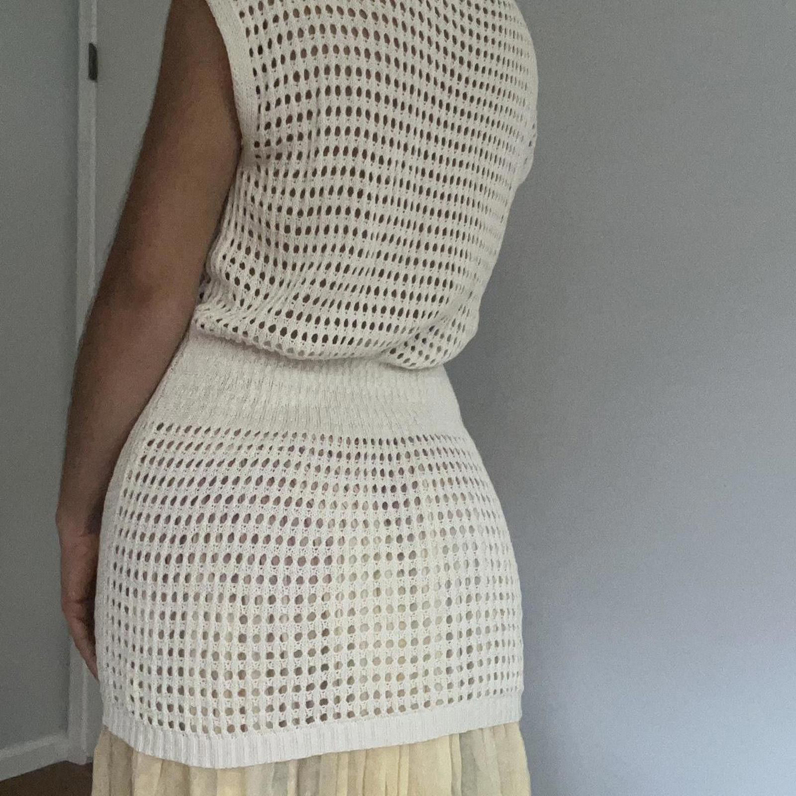 Paradise White knitted short sleeve dress top #knitwear Size L / US 10 / IT 46 - 4 Thumbnail