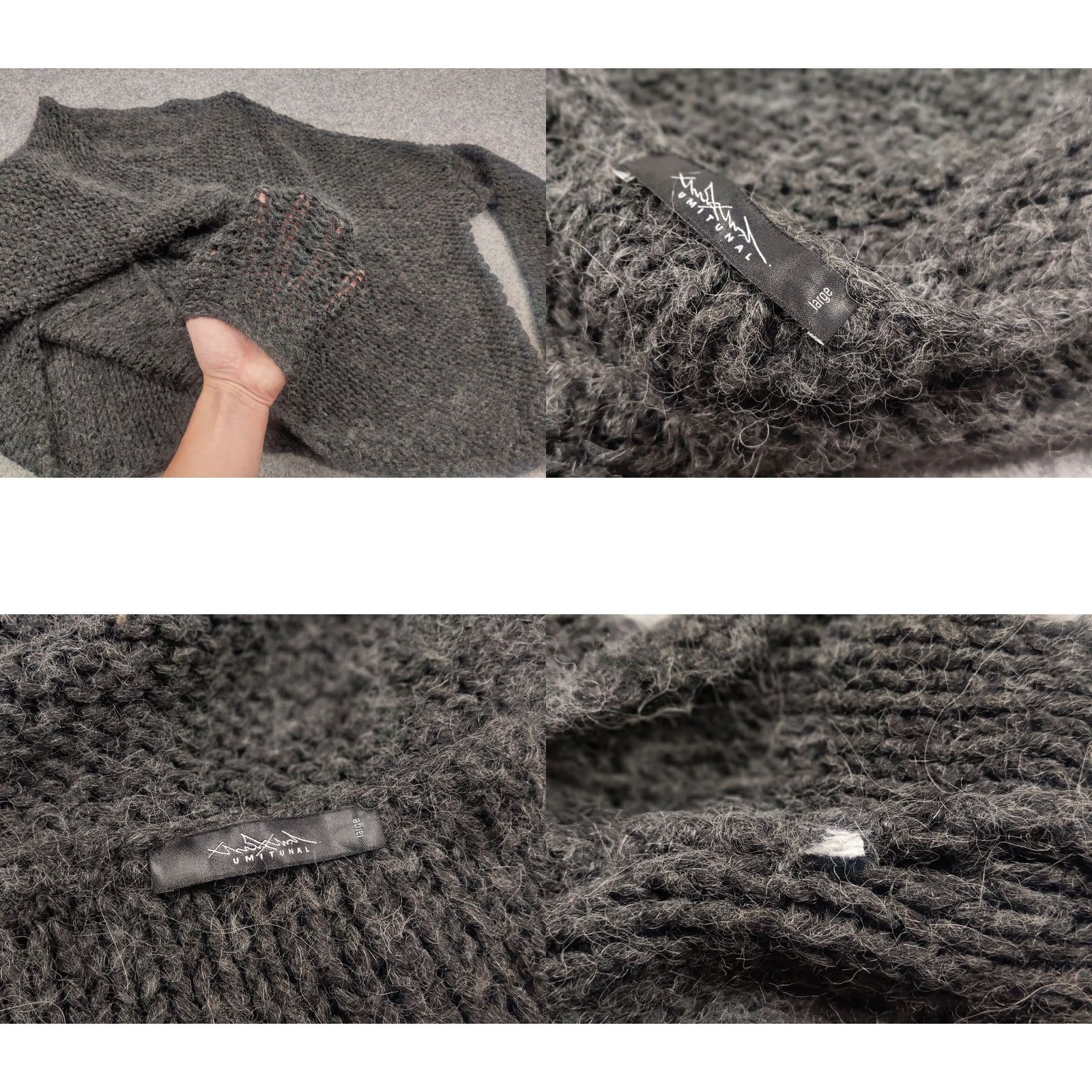 Vintage Umit unal Design oversized knit Dark Gray Wool blend cropped Sweater Size L / US 10 / IT 46 - 10 Thumbnail