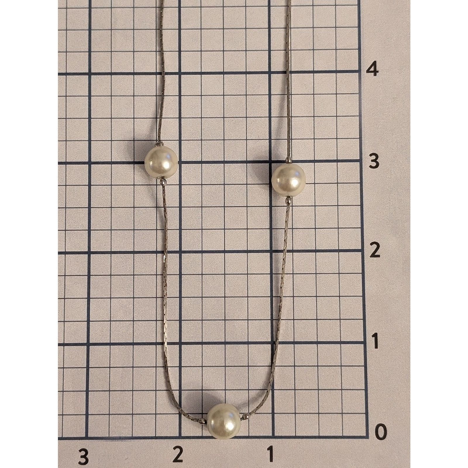 Vintage VTG 1980s Silver-Tone 30" Faux Pearl Station Chain Necklace Size ONE SIZE - 5 Thumbnail