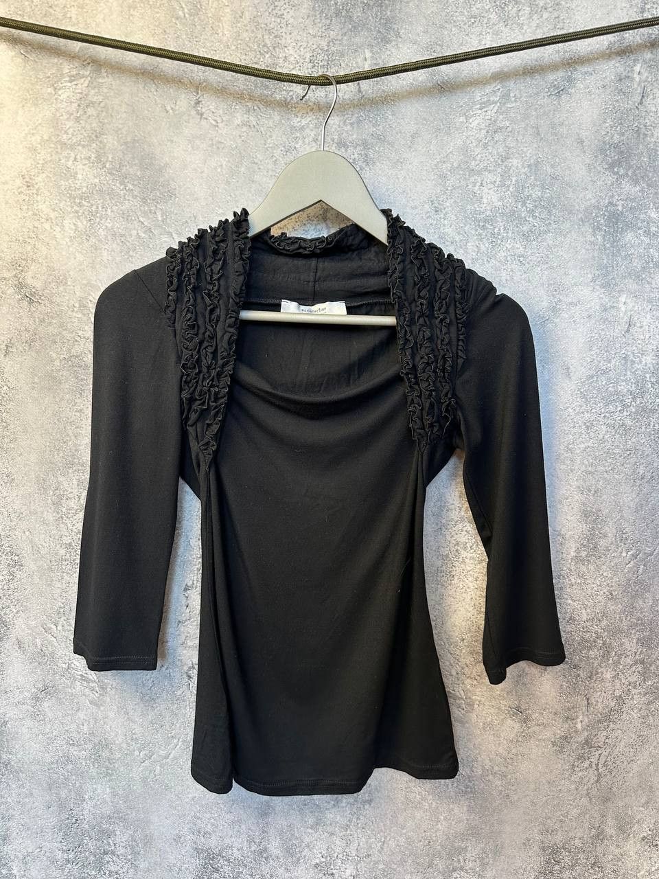 Designer Emma Somerset ES Collection Black Fitted Top Ruched Size M / US 6-8 / IT 42-44 - 2 Thumbnail