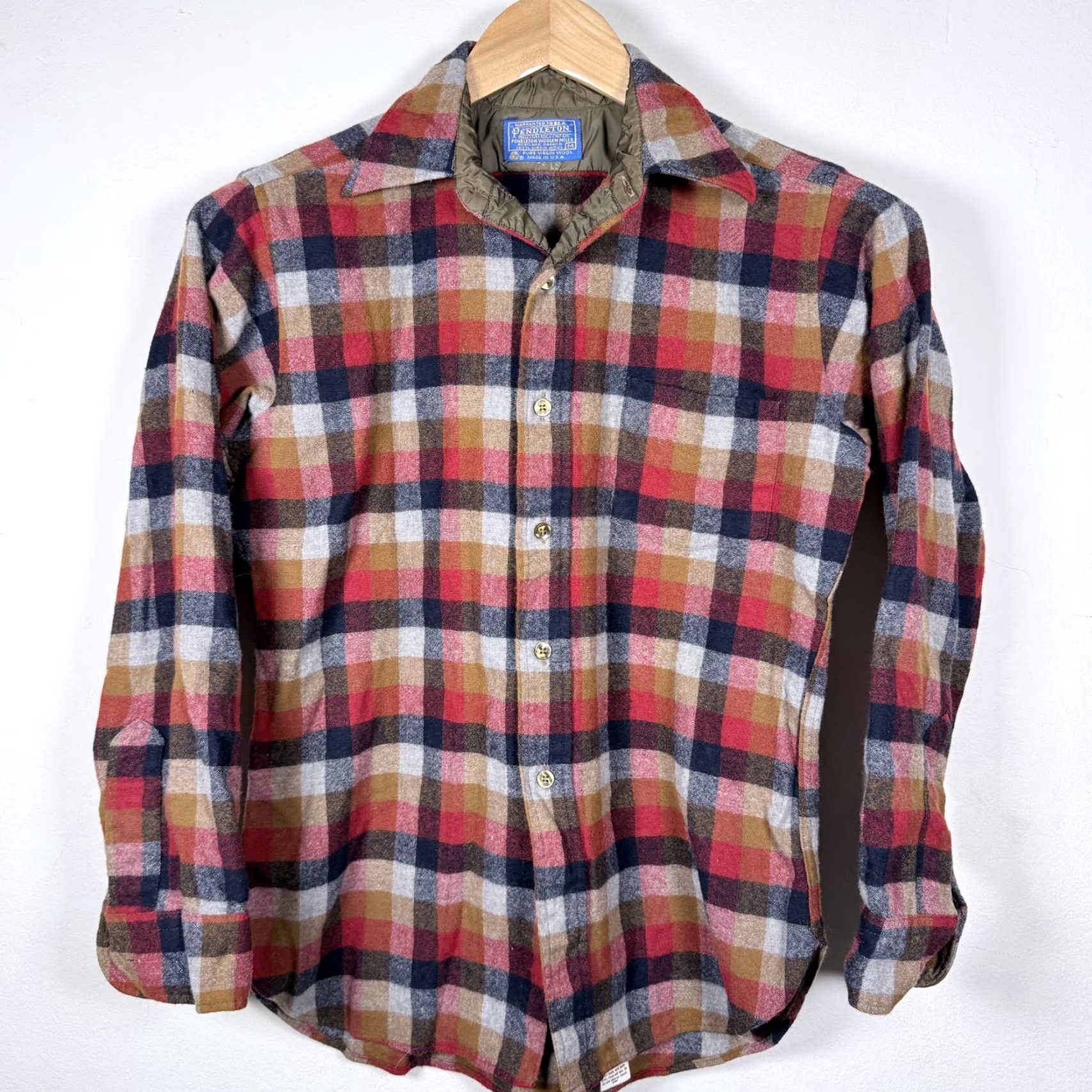 Pendleton VINTAGE Pendleton Shirt Mens Button-Up Long Sleeve Orange Plaid USA Made Size Medium Size US M / EU 48-50 / 2 - 2 Thumbnail