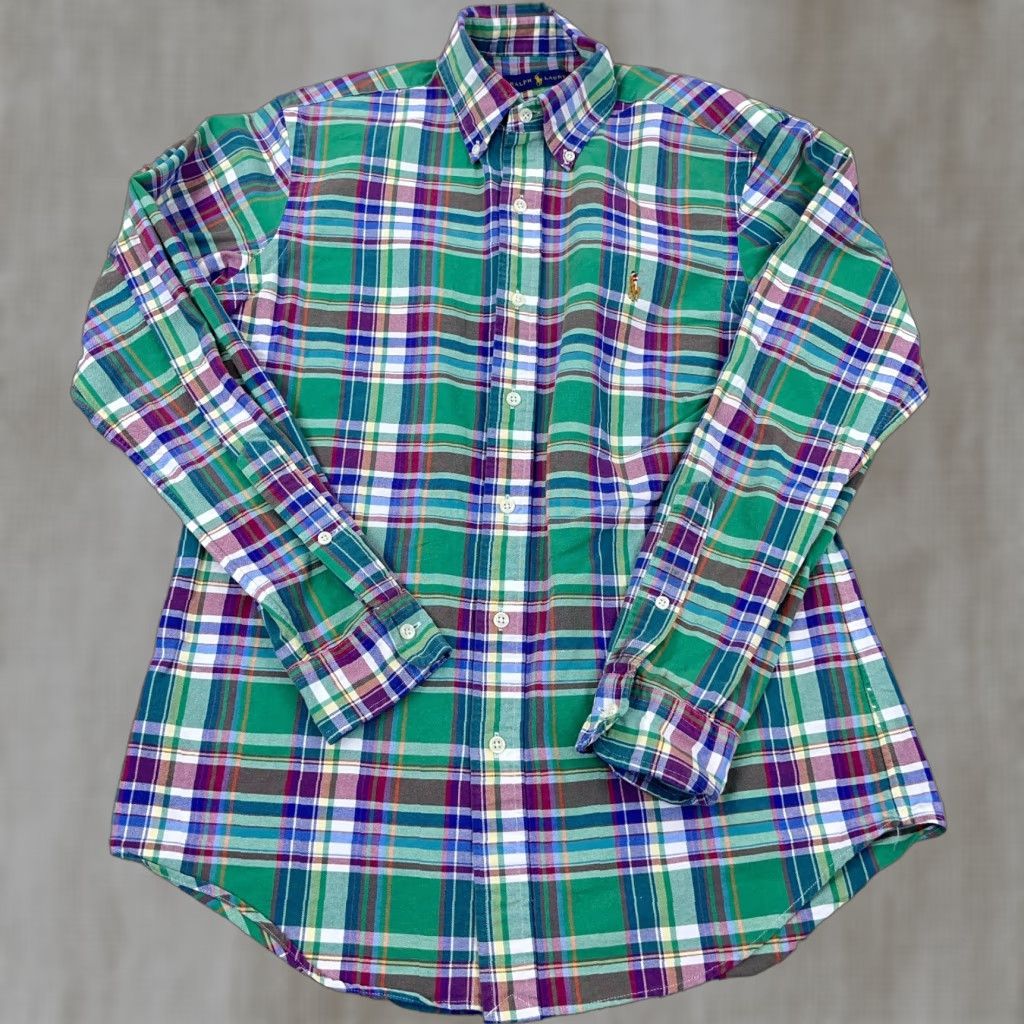 Ralph Lauren Ralph Lauren Shirt Men Small Green Plaid Button-Up Oxford Cloth Tartan Multi A4* Size US S / EU 44-46 / 1 - 1 Thumbnail