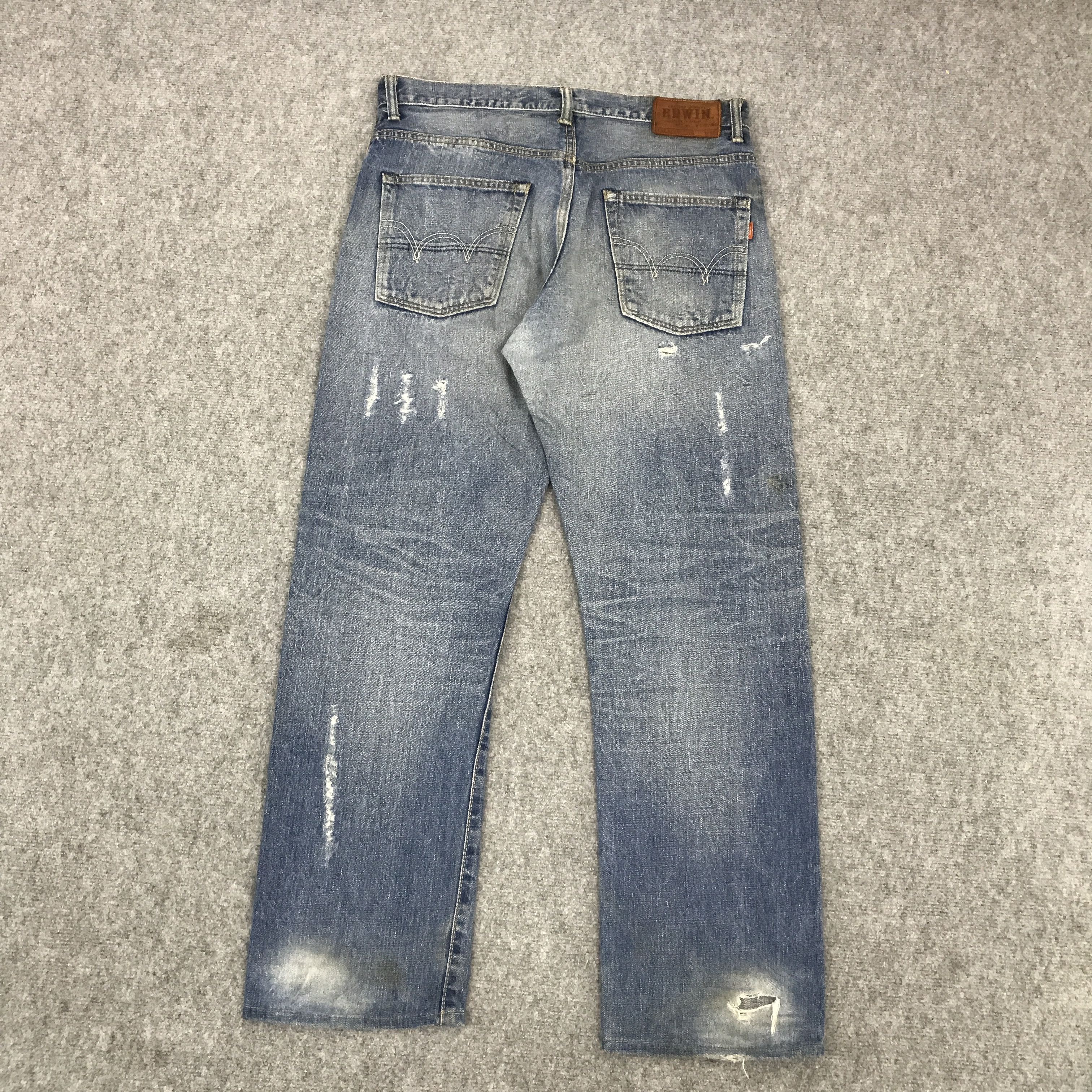 Edwin × Japanese Brand BAGGY STYLE EDWIN JAPAN DISTRESSED DENIM PANTS Size US 32 / EU 48 - 4 Thumbnail