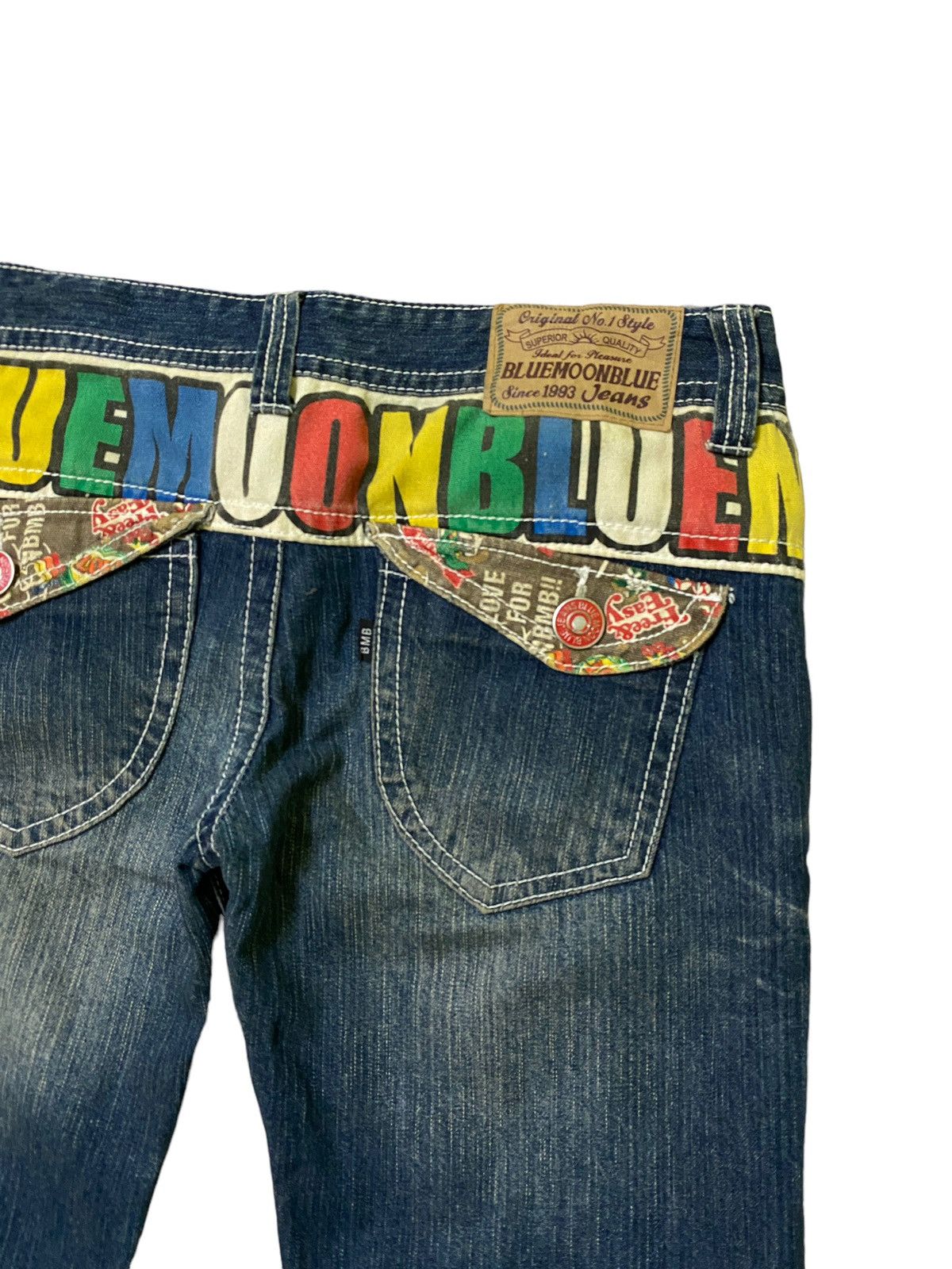 Japanese Brand × Vintage VINTAGE BLUE MOON BLUE SPELL OUT CLAWMARK LOW WAIST DENIM Size US 34 / EU 50 - 11 Thumbnail