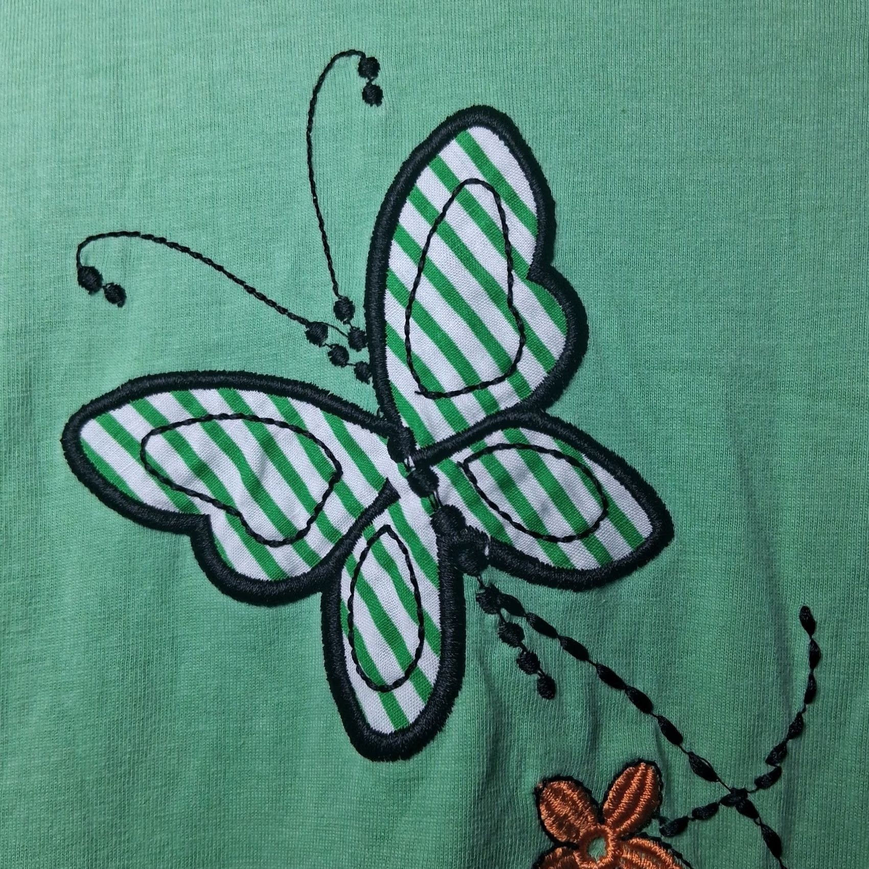 Vintage VINTAGE Adrian Delafield Shirt L Green Butterflies Flowers Whimsical Nature Casual Embroidered T-Shirt Womens Size L / US 10 / IT 46 - 4 Thumbnail