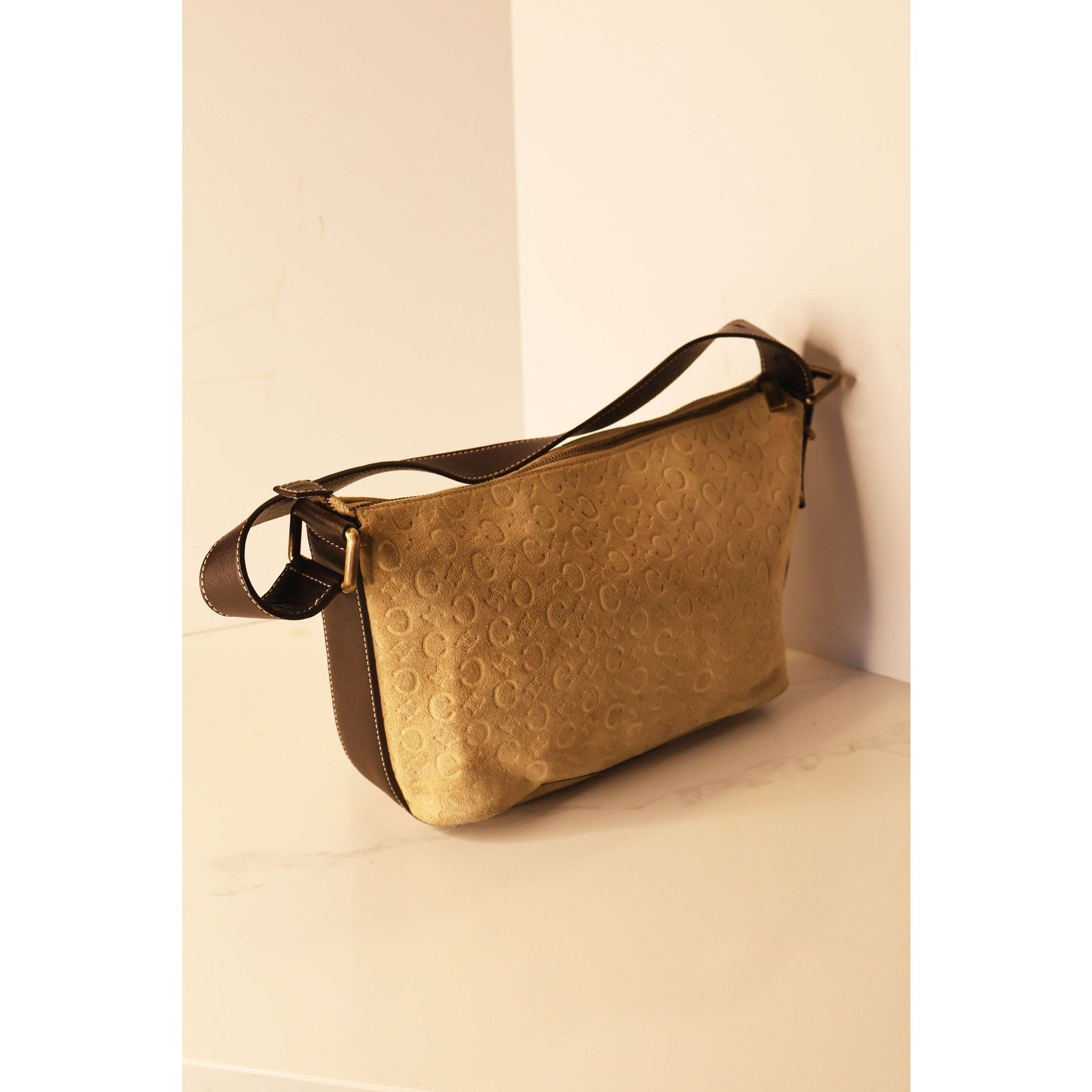 Celine Vintage CELINE Suede Nude Macadam Monogram Bag Size ONE SIZE - 1 Thumbnail