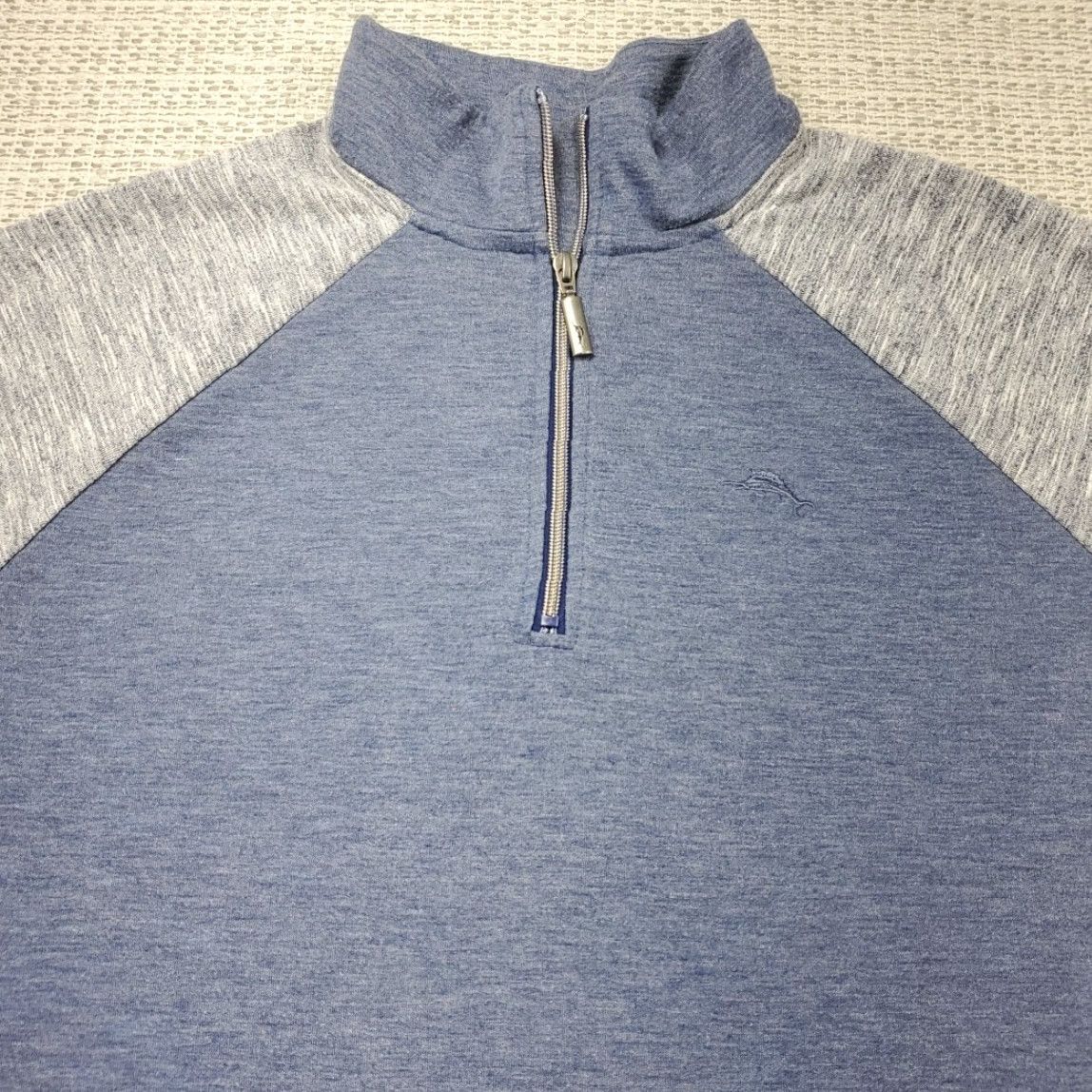 Tommy Bahama Tommy Bahama Pullover 1/4 Zip Long Sleeve Mens XL Blue Gray Heather Casual Size US XXL / EU 58 / 5 - 5 Thumbnail