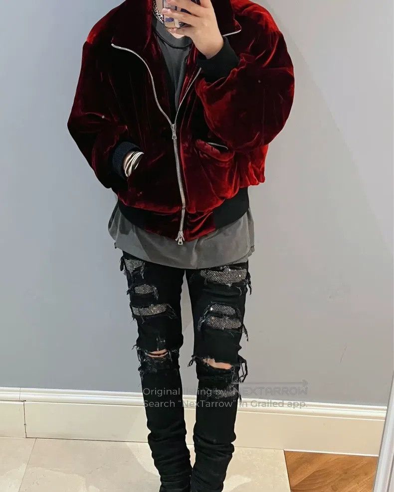 Amiri Amiri Red velvet high-neck zipper jacket Size US S / EU 44-46 / 1 - 7 Thumbnail
