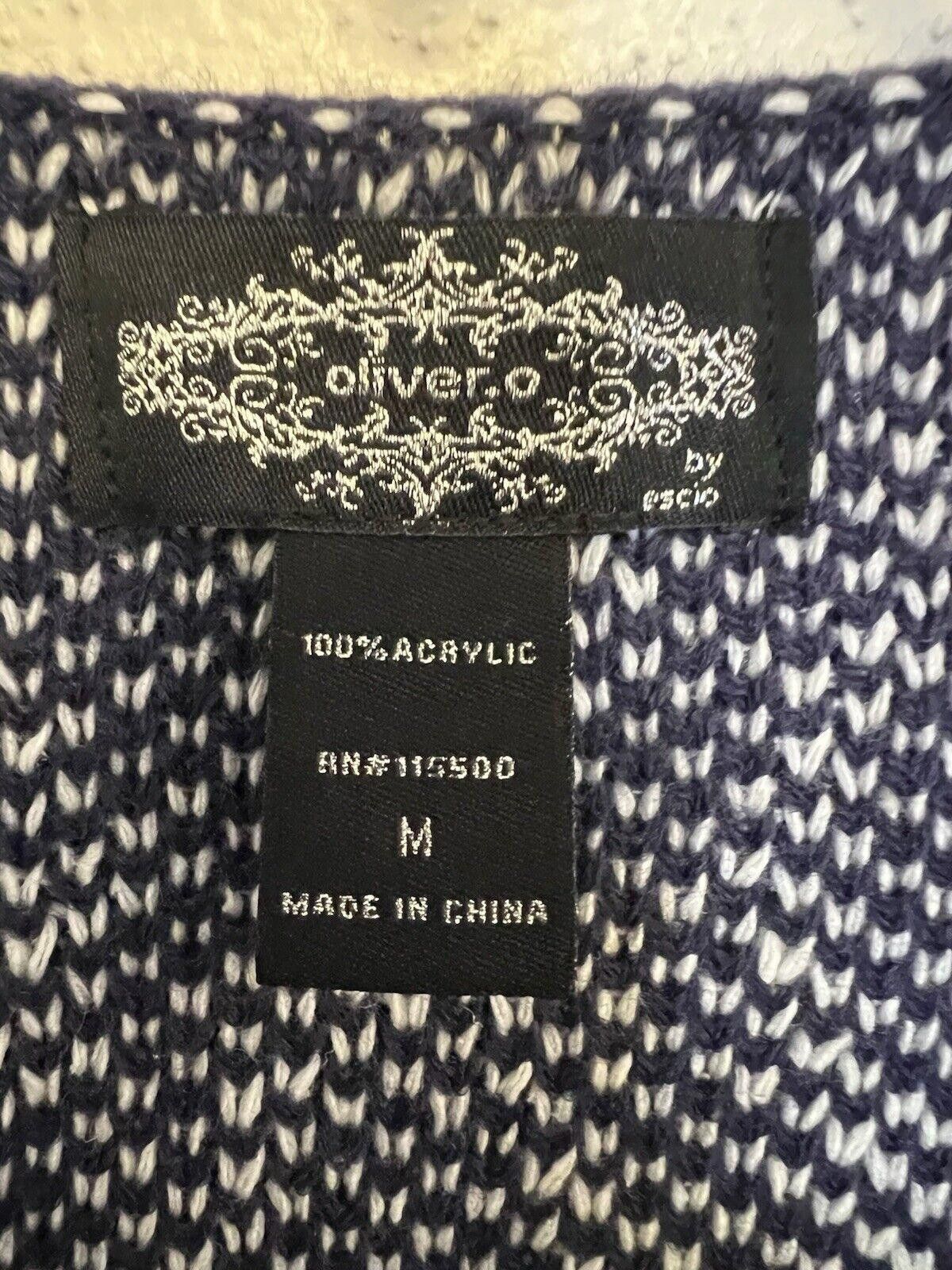 Designer Anthropologie Oliver O By Escio Open Cardigan Blue Diamond Size M / US 6-8 / IT 42-44 - 2 Thumbnail