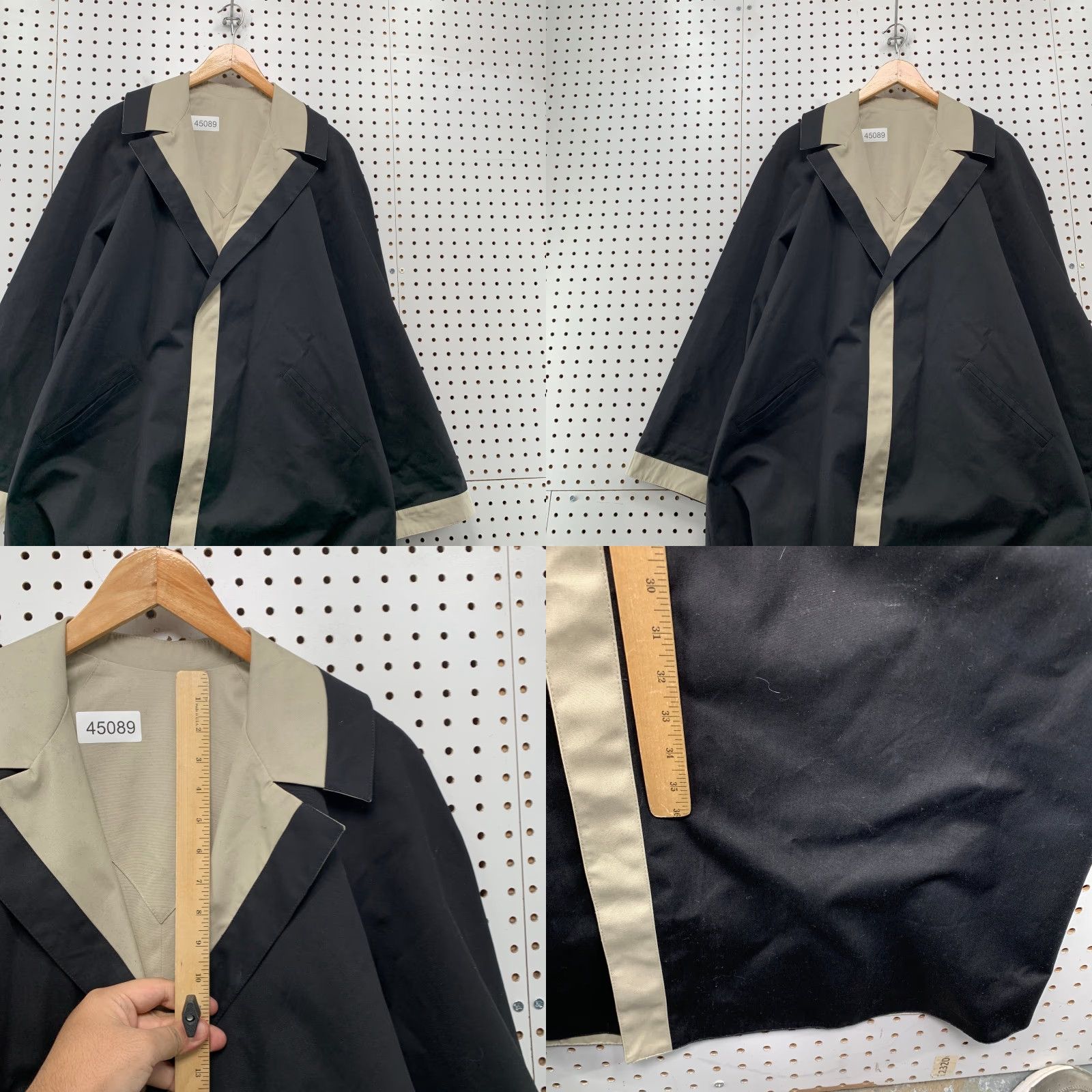 Rains VINTAGE Rain Shedder Trench Coat Womens 11/12 Black Beige Belted Size XL / US 12-14 / IT 48-50 - 8 Thumbnail