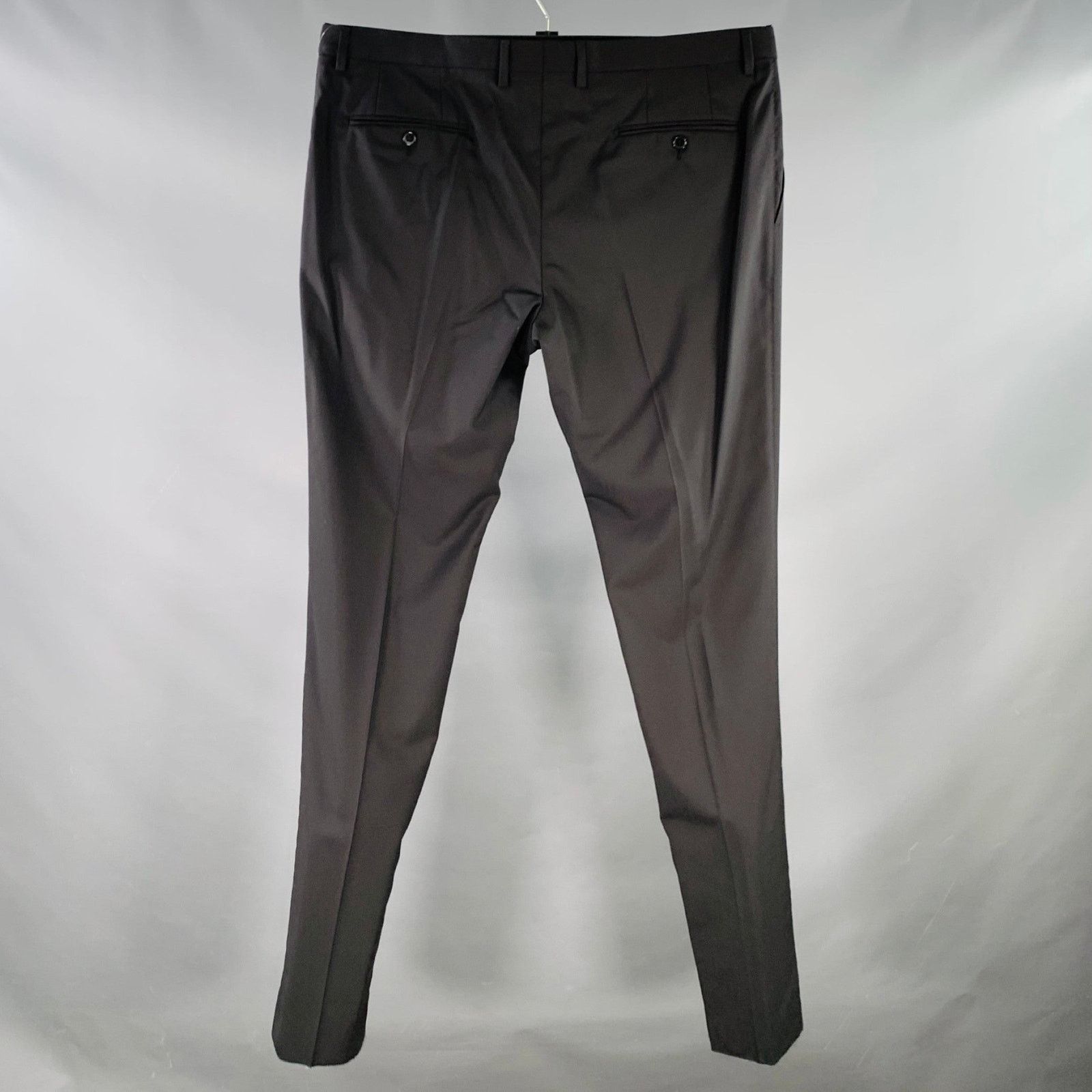 Dolce & Gabbana Size 38 Black Wool Blend Tapered Zip Fly Dress Pants Size US 38 / EU 54 - 2 Thumbnail