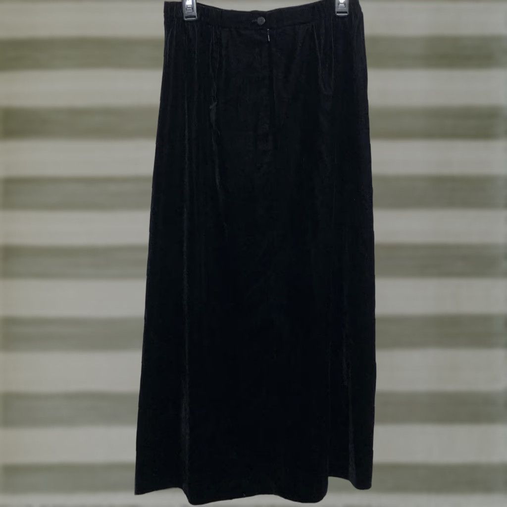 Talbots Talbots A-Line Velvet Maxi Skirt 8 Black 28"W Elastic Fairy Gothic Dark Whimsy Women anniversary? Size 30" / US 8 / IT 44 - 1 Thumbnail