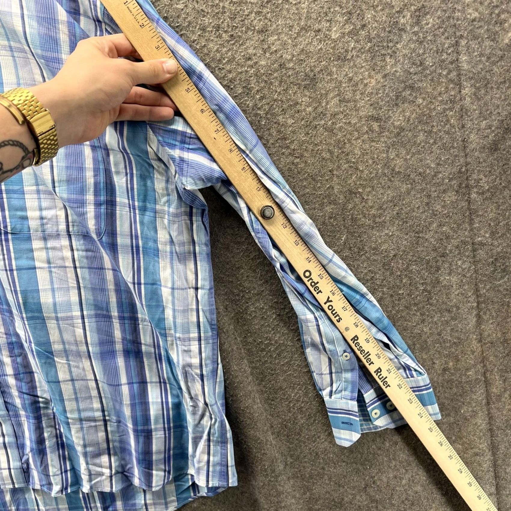 Vintage VINTAGE Alan Flusser Shirt Mens XL Blue Plaid Check Button Front Long Sleeve Casual Size US XL / EU 56 / 4 - 4 Thumbnail