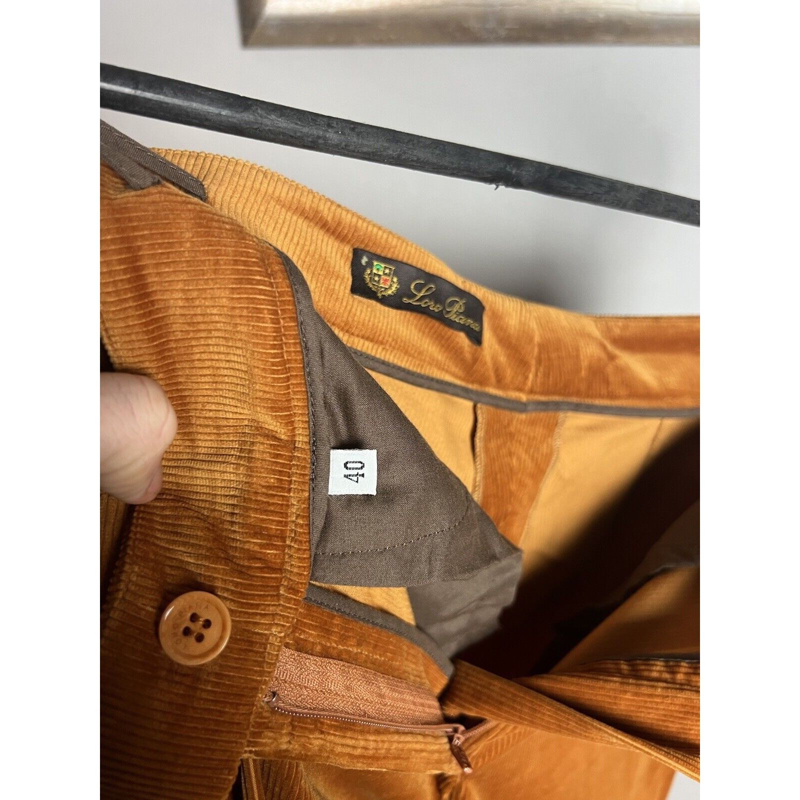 Loro Piana MINT! Loro Piana Orange Corduroy Women`s Straight Pants Size Size 27" / US 4 / IT 40 - 11 Thumbnail
