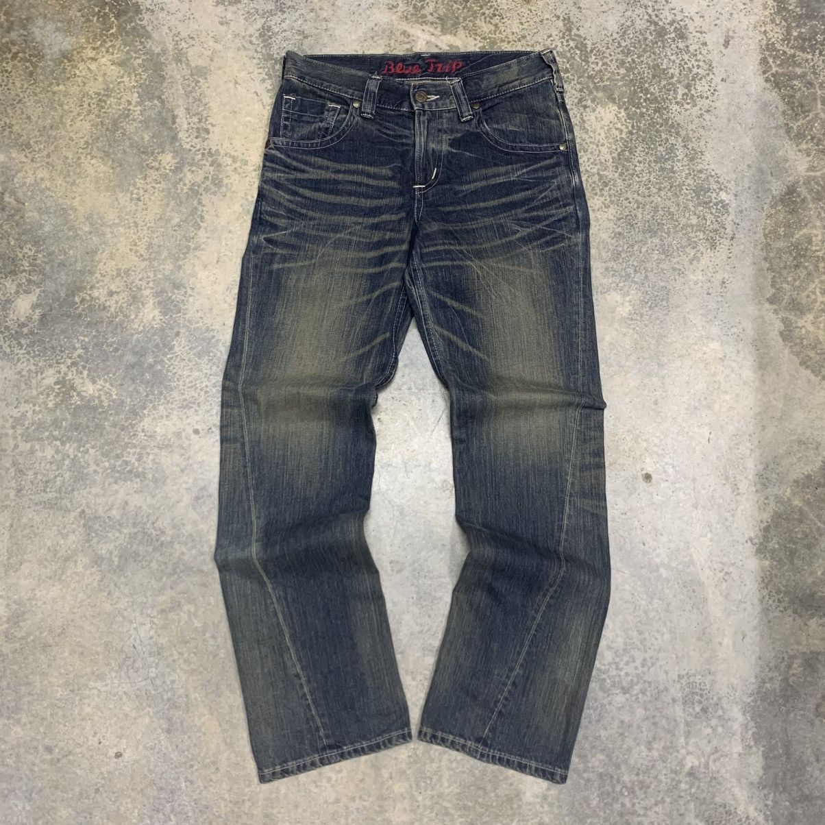 If Six Was Nine Vintage Edwin Blue Trip Clawmark Distressed Fade Jean Size US 33 - 1 Thumbnail