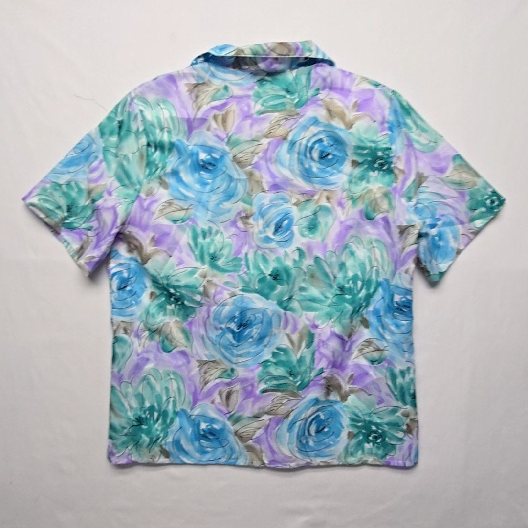 Vintage Vintage Laura Mae Floral Blue Short Sleeve Womens XL Shirt Size XL / US 12-14 / IT 48-50 - 7 Thumbnail