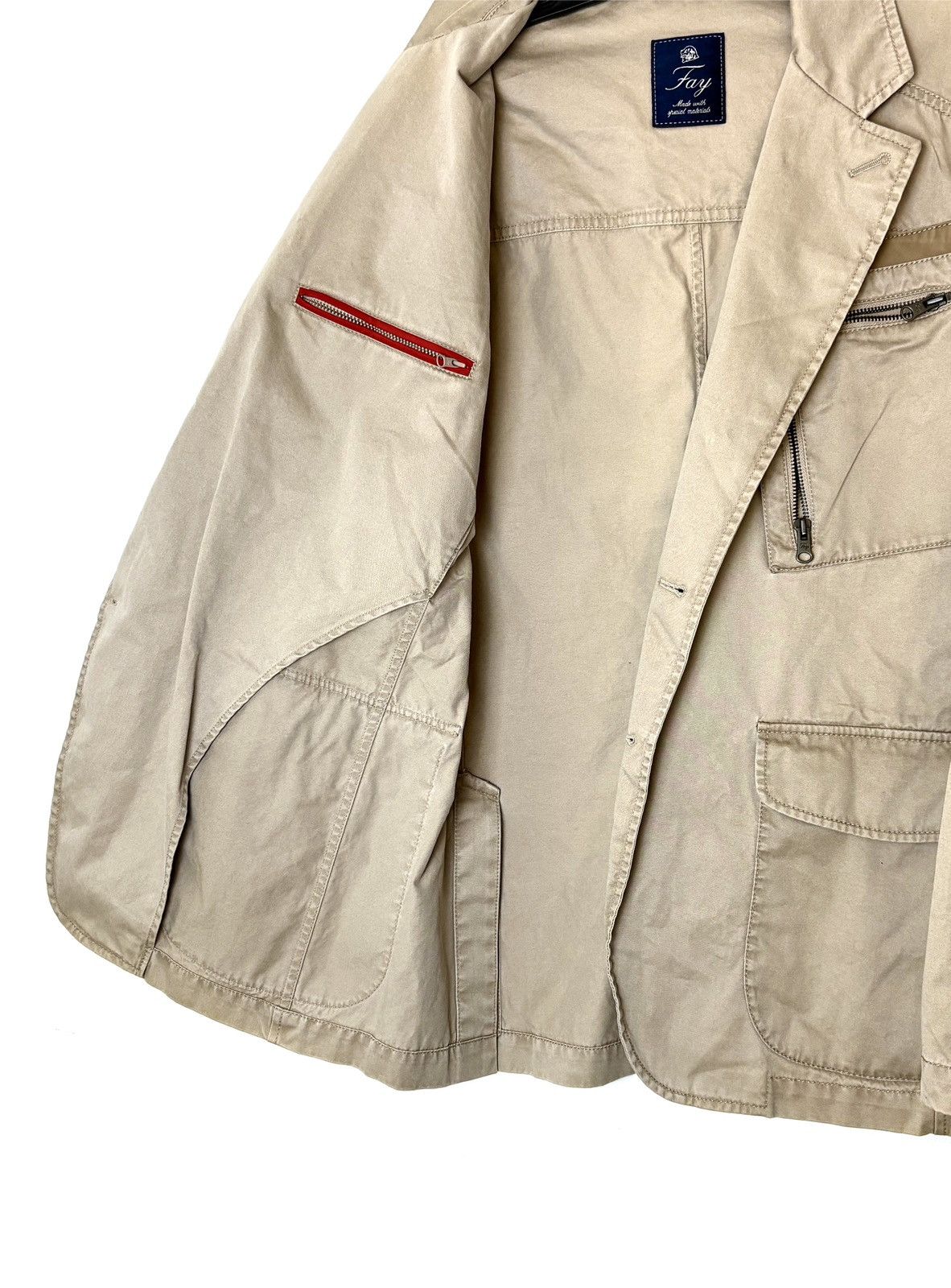 Fay Fay Utility Blazer Lambskin Leather Accent Jacket Size US M / EU 48-50 / 2 - 5 Thumbnail