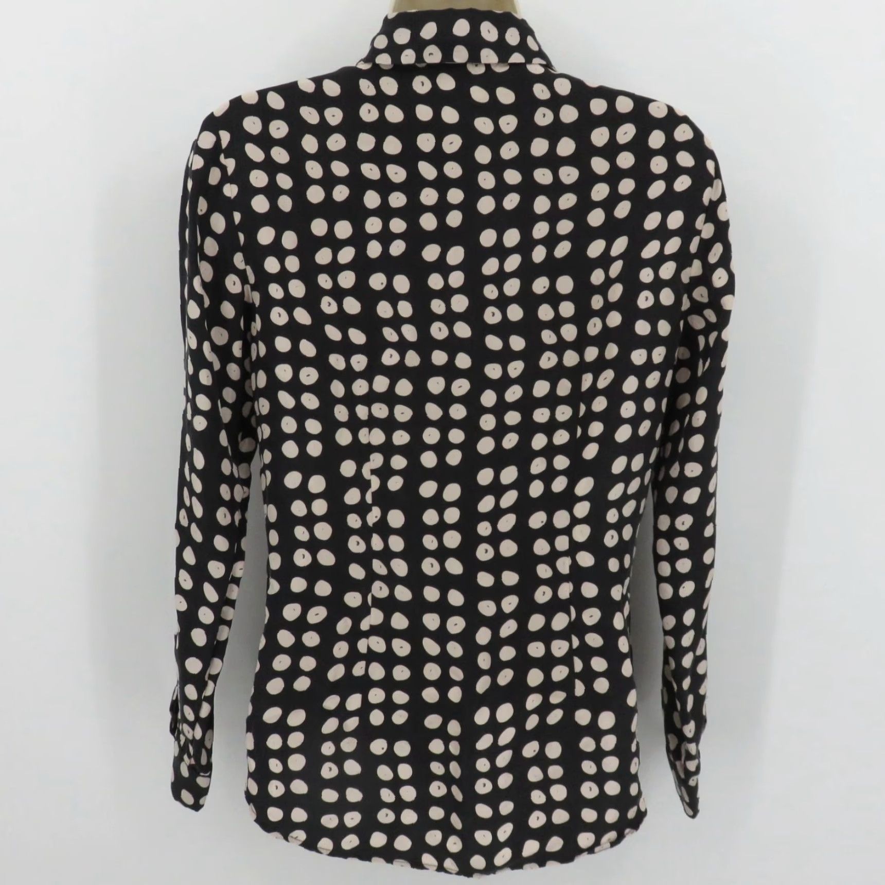 Vintage Cabi Button-Up Shirt Womens XS Black Silk Polka Dot Collar Long Sleeve Size XS / US 0-2 / IT 36-38 - 5 Thumbnail