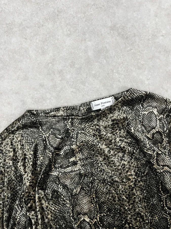 Vintage 2000s Anne Fontaine Grey Snakeskin Effect Longsleeves Size US XS / EU 42 / 0 - 5 Thumbnail