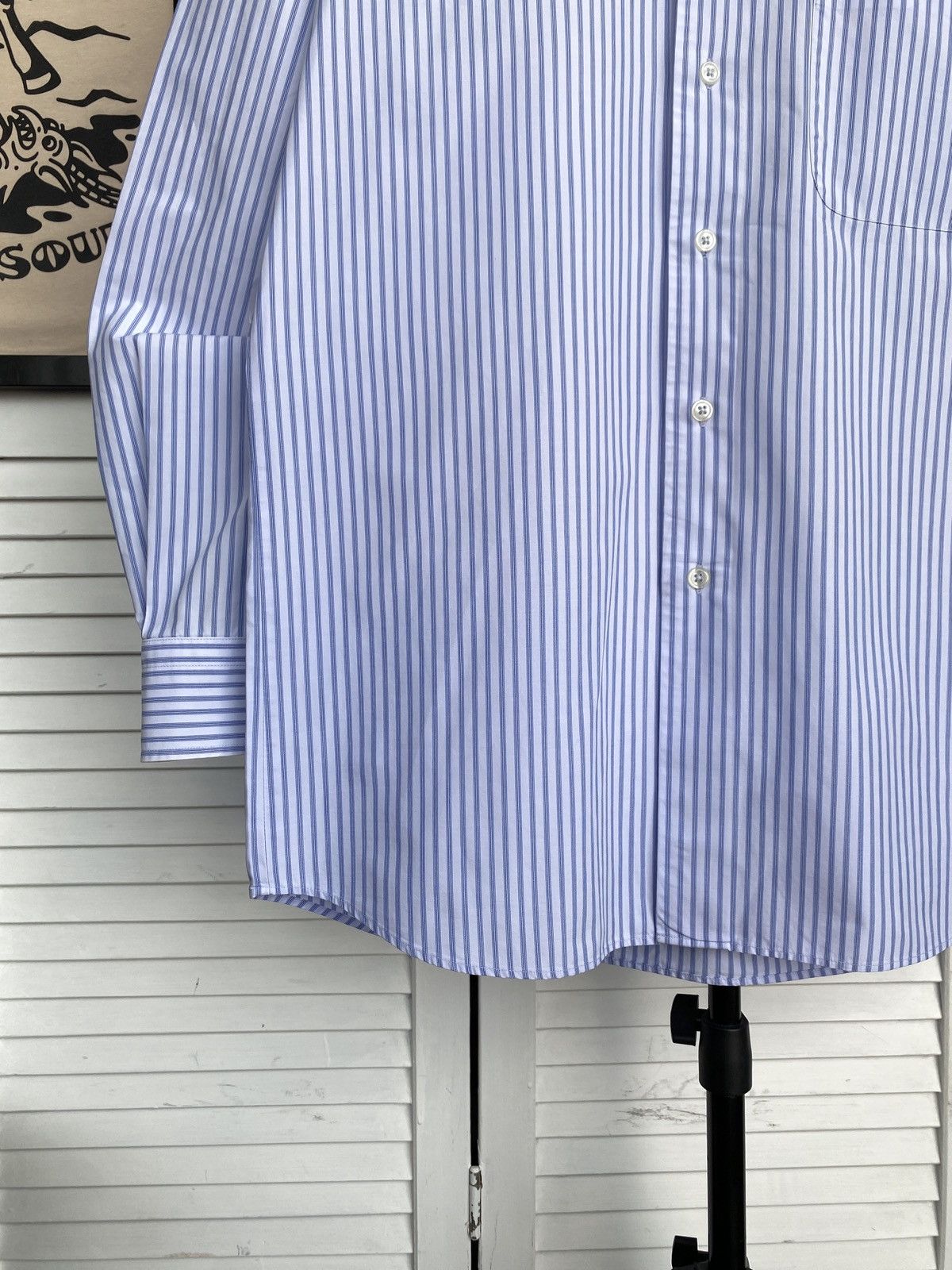 Vintage Vintage Basic Striped Button Up Shirt Hard Cotton Preppy Size US S / EU 44-46 / 1 - 6 Thumbnail