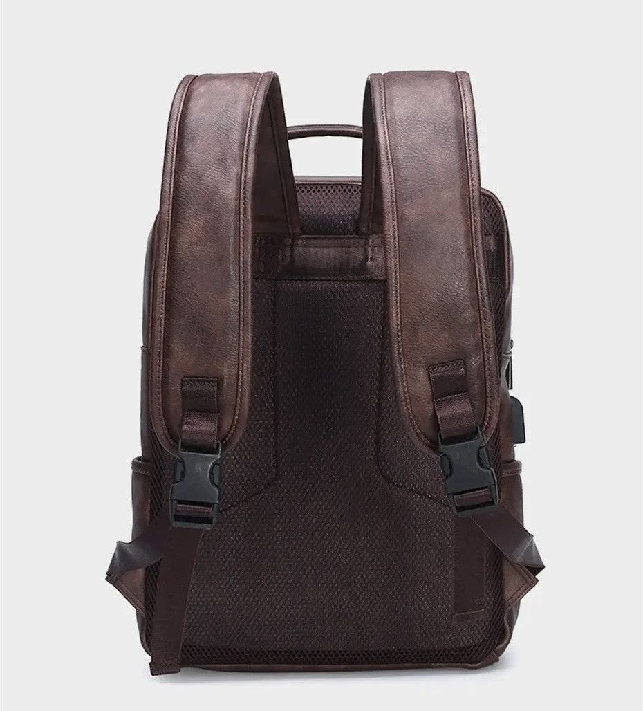 Vintage Capacity PU Leather Large Backpack Bag Size ONE SIZE - 8 Thumbnail