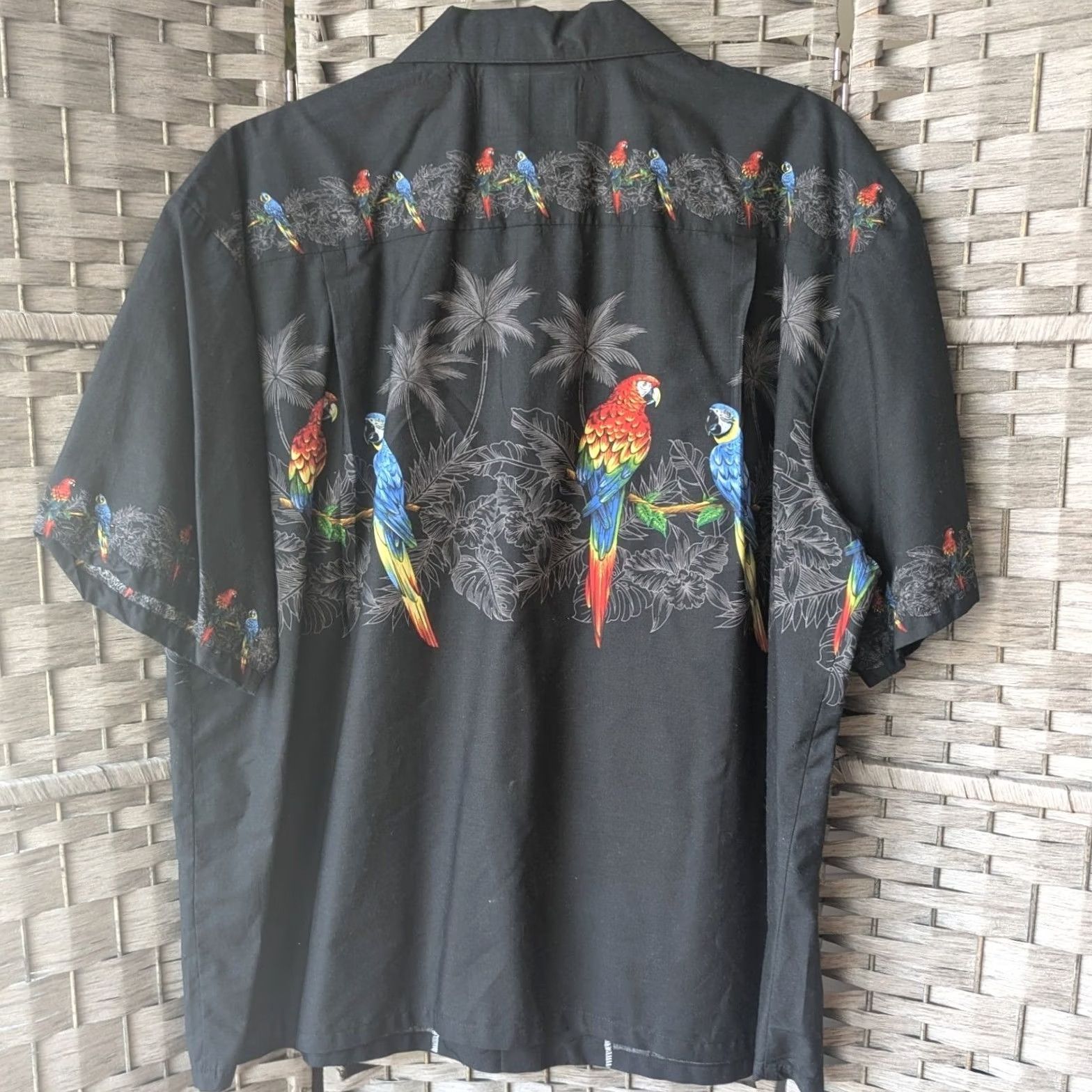 Vintage KY'S Hawaiian Short Sleeve Camp Shirt Black Parrot Palm Tree Print Mens 2XL Size US XXL / EU 58 / 5 - 3 Thumbnail