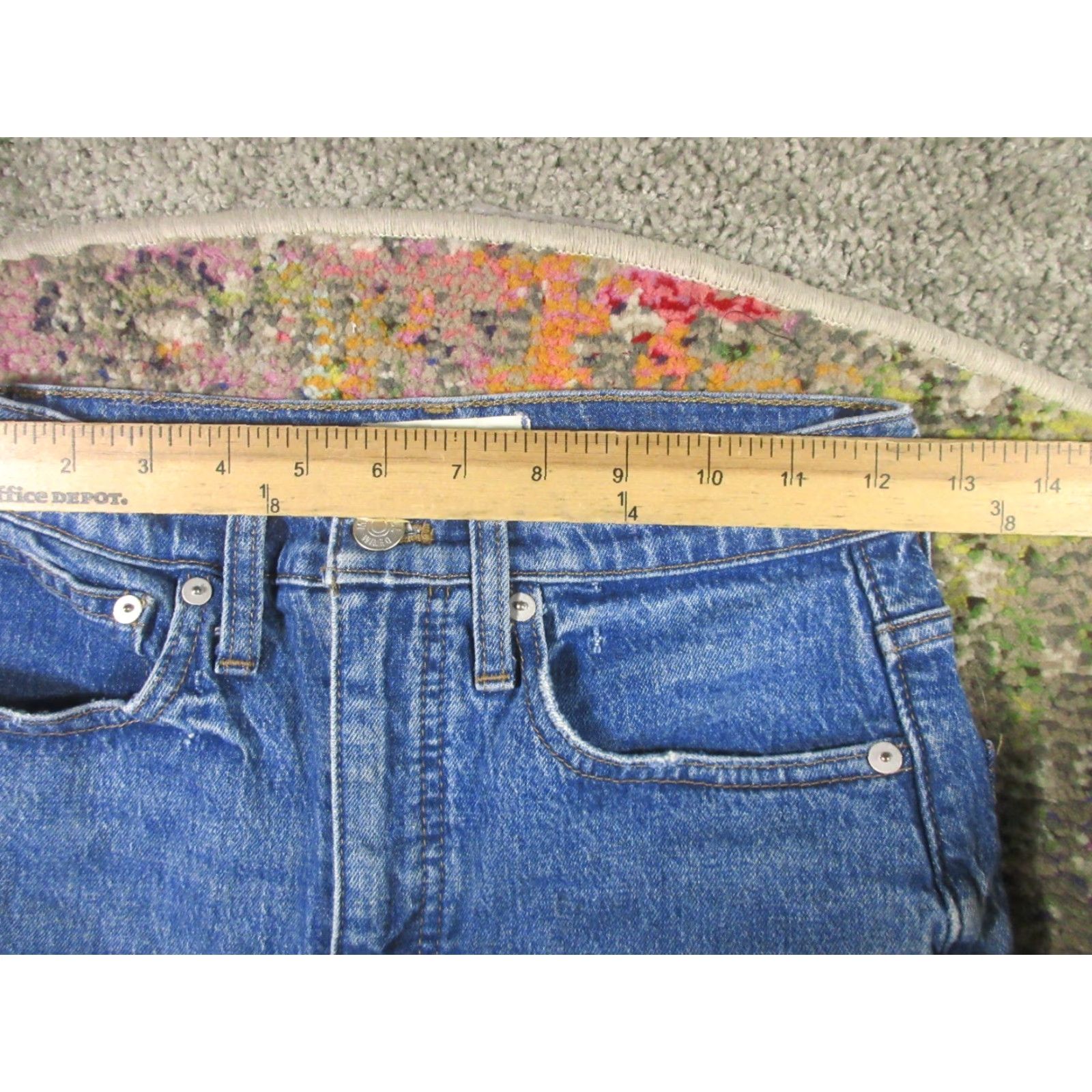 Madewell Madewell Jeans Womens 24 Balloon High Rise Paperbag 26 Inseam Denim Blue 90s Solid Medium Wash Jeans Womens Size 42" / US 20 - 7 Thumbnail