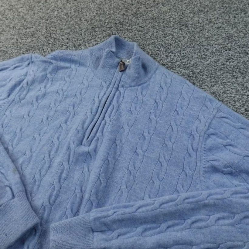 Peter Millar VINTAGE Peter Millar Sweater Mens M Blue Wool Cashmere Cable Knit 1/4 Zip Pullover Golf Size US M / EU 48-50 / 2 - 2 Thumbnail