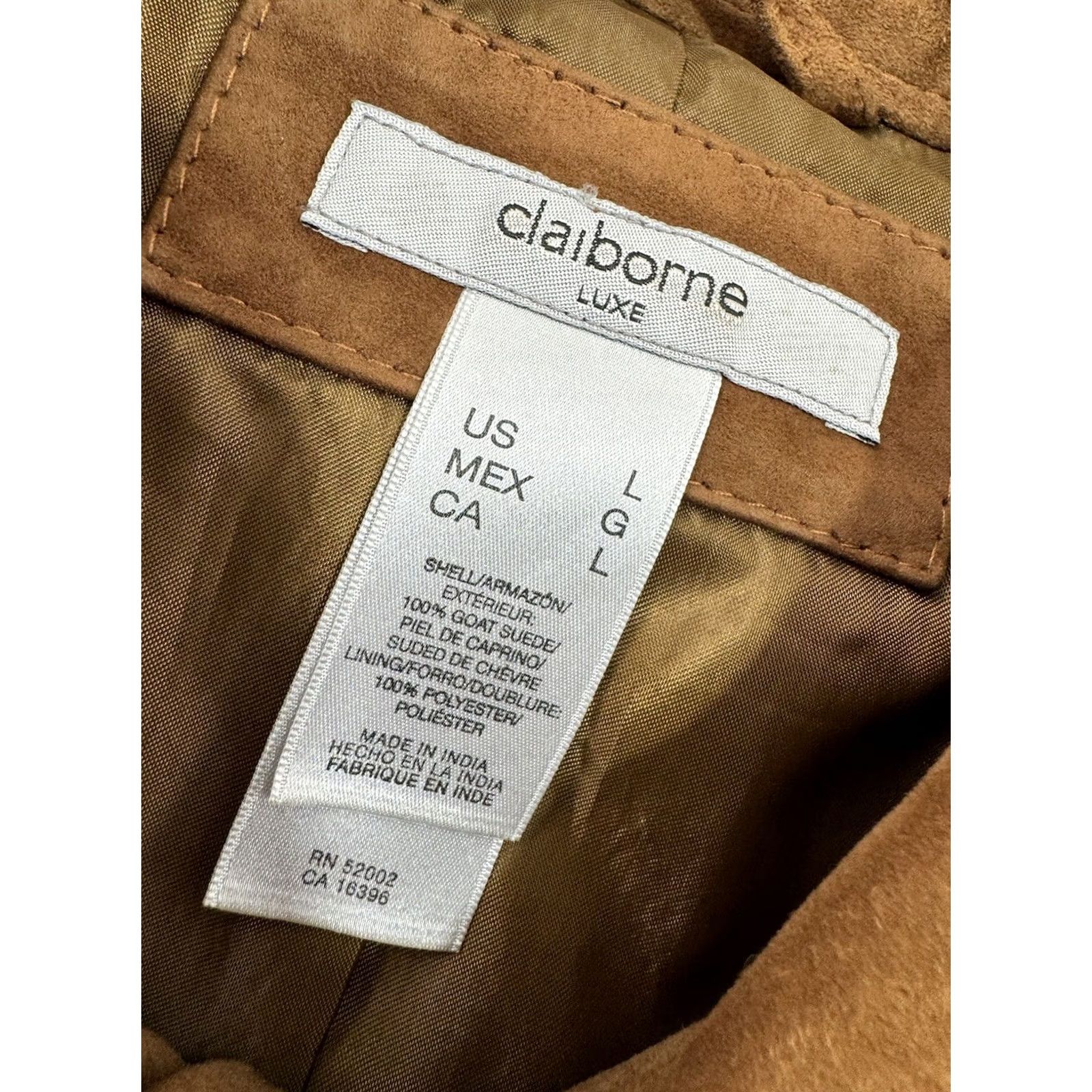 Liz Claiborne CLAIBORNE Luxe - GOAT SUEDE LEATHER Mens L Ranch Field Safari Jacket Shirt Leather Brown 90s Mens Size US L / EU 52-54 / 3 - 5 Thumbnail