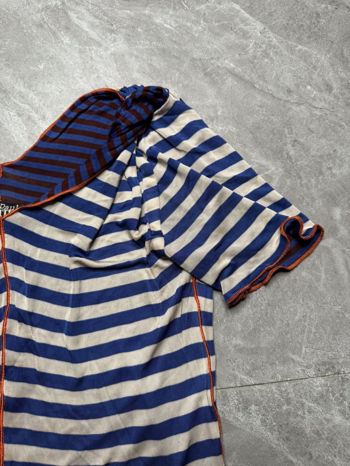 Jean Paul Gaultier Jean Paul Gaultier Tied Shoulders Mesh Striped Top Size L / US 10 / IT 46 - 3 Thumbnail