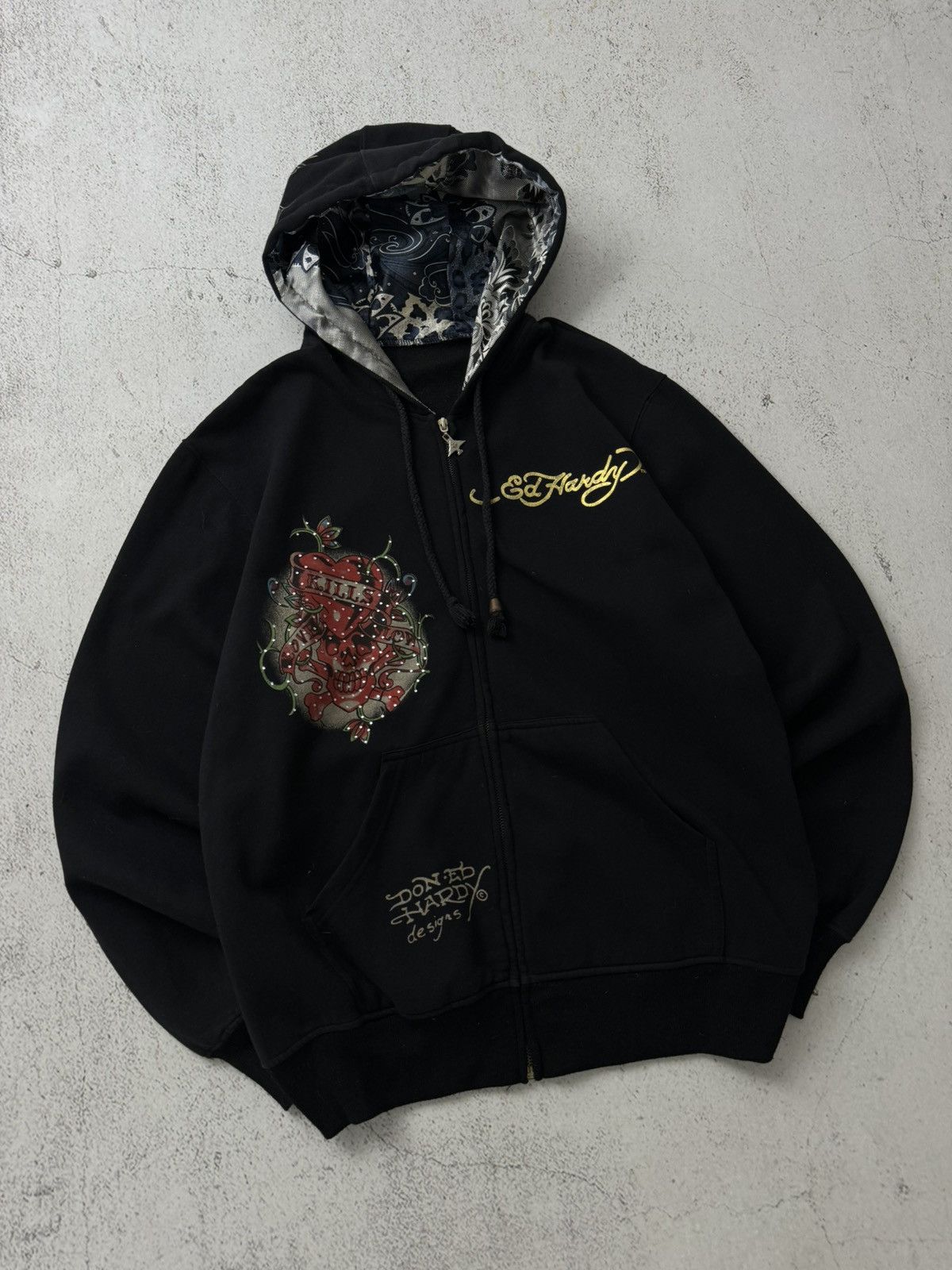 Christian Audigier × Ed Hardy × Vintage Ed Hardy Christian Audigier Y2K Vintage Zip Hoodie Size US M / EU 48-50 / 2 - 6 Thumbnail
