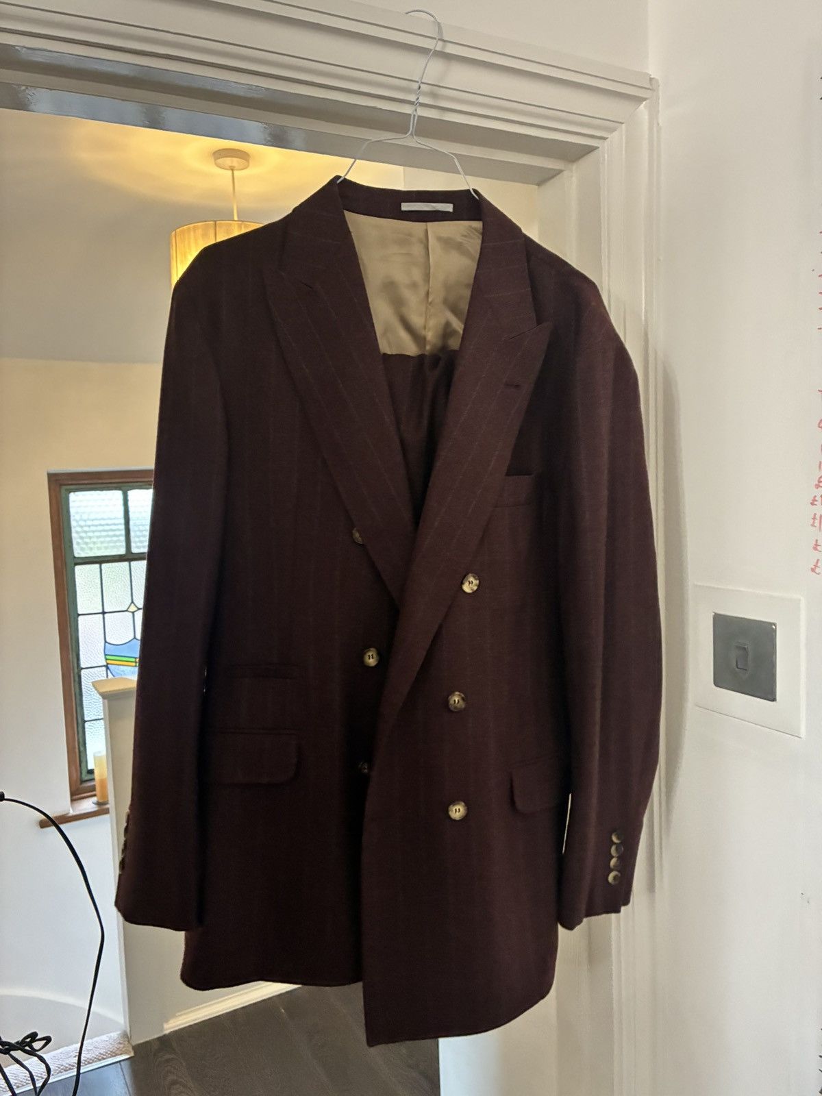 Brunello Cucinelli Brunello cucinelli burgundy double breasted wool suit it 52 Size 40R - 1 Thumbnail