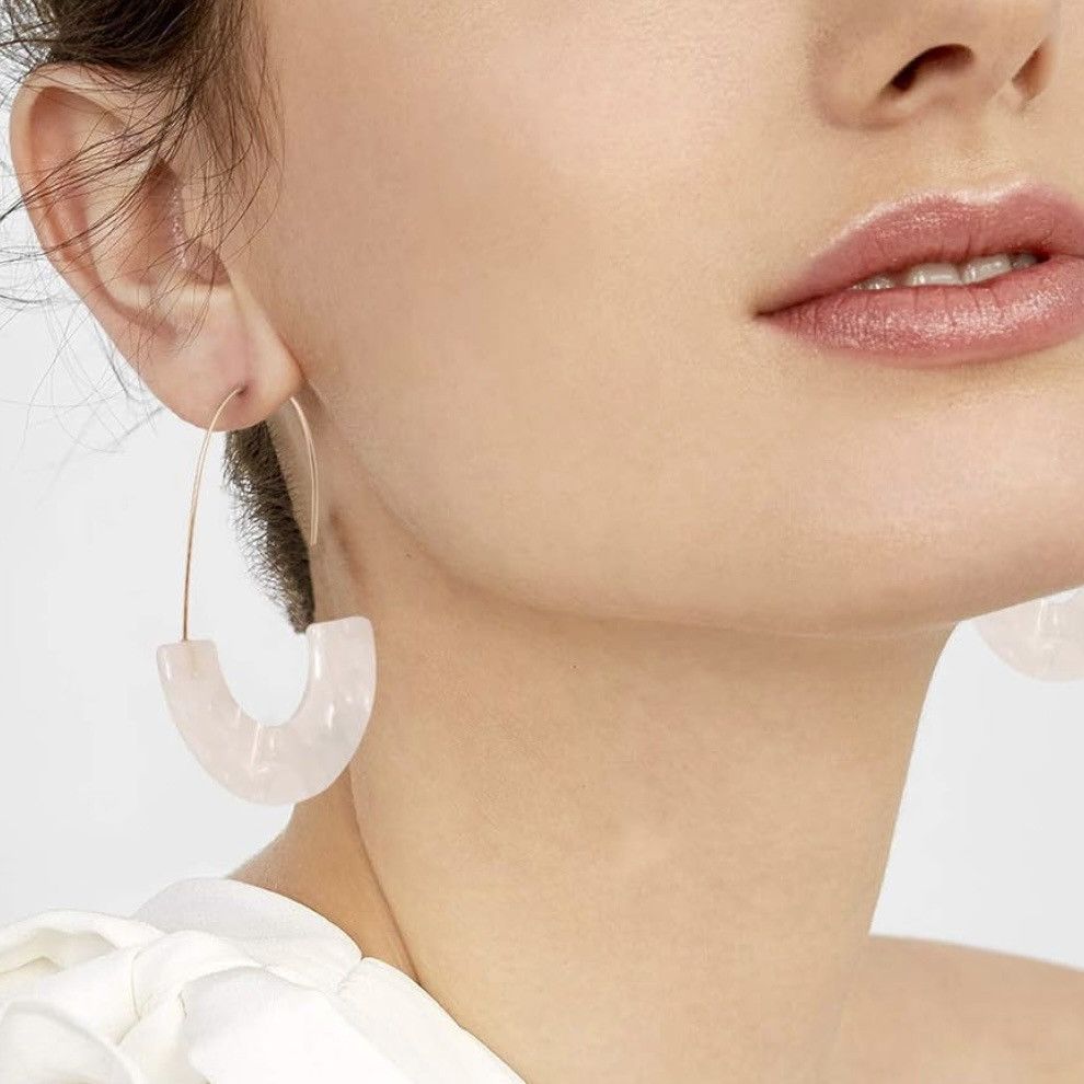 Other Pink acrylic tortoise shell hoop drop dangle earrings Size ONE SIZE - 3 Thumbnail