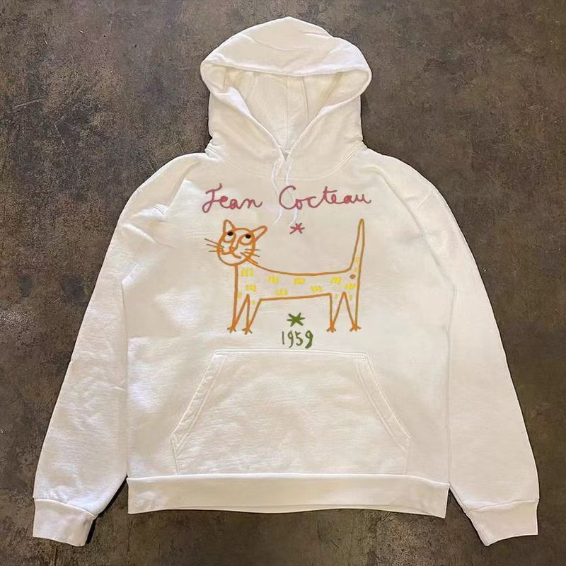 Japanese Brand White washed retro cartoon cat print hoodie Size US M / EU 48-50 / 2 - 1 Thumbnail