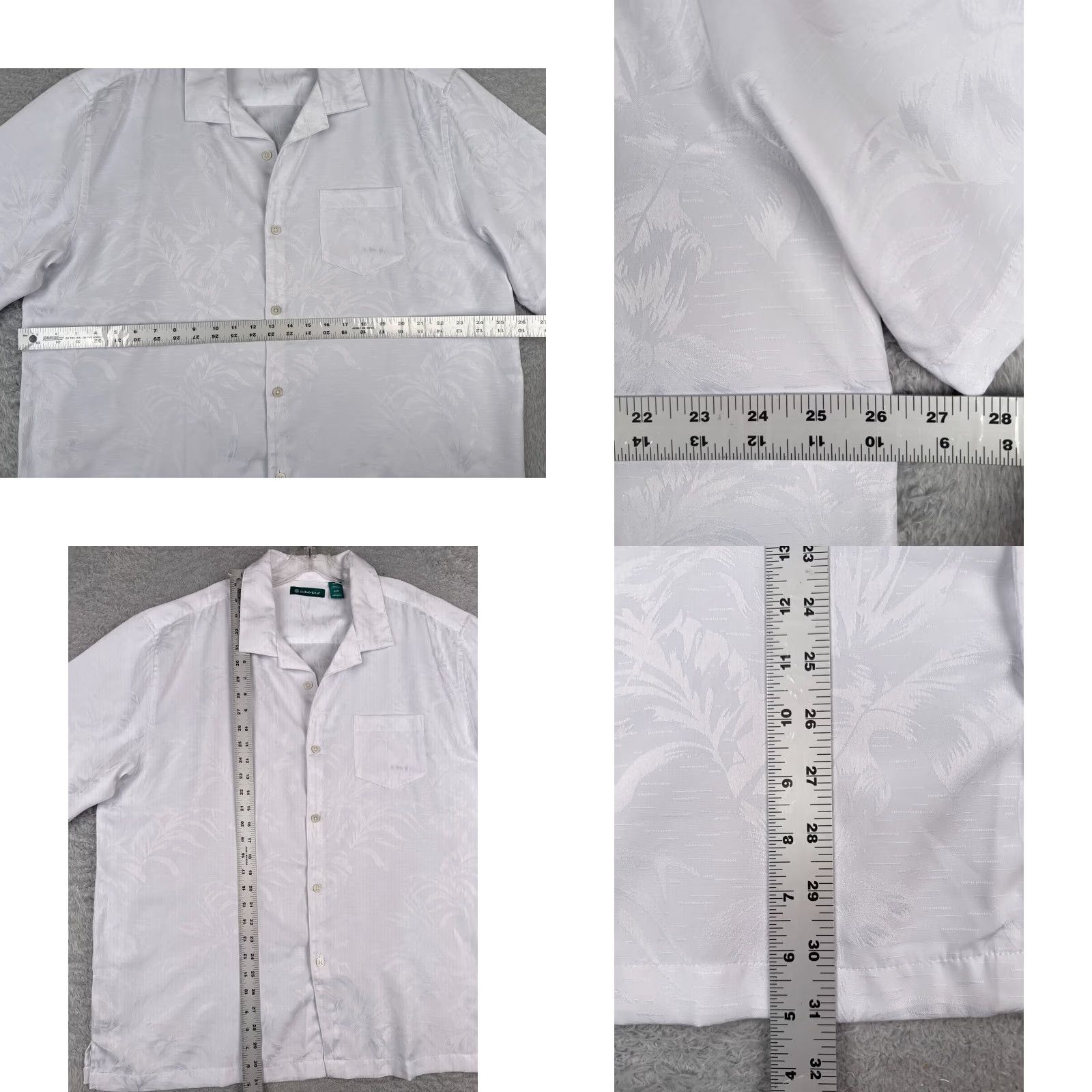 Cubavera Cubavera Shirt Men 2XL White Floral Hawaiian Rayon Blend Two Tone Short Sleeve Button-Up Casual Holiday Aloha Beach Vacation Mens Size US XXL / EU 58 / 5 - 8 Thumbnail