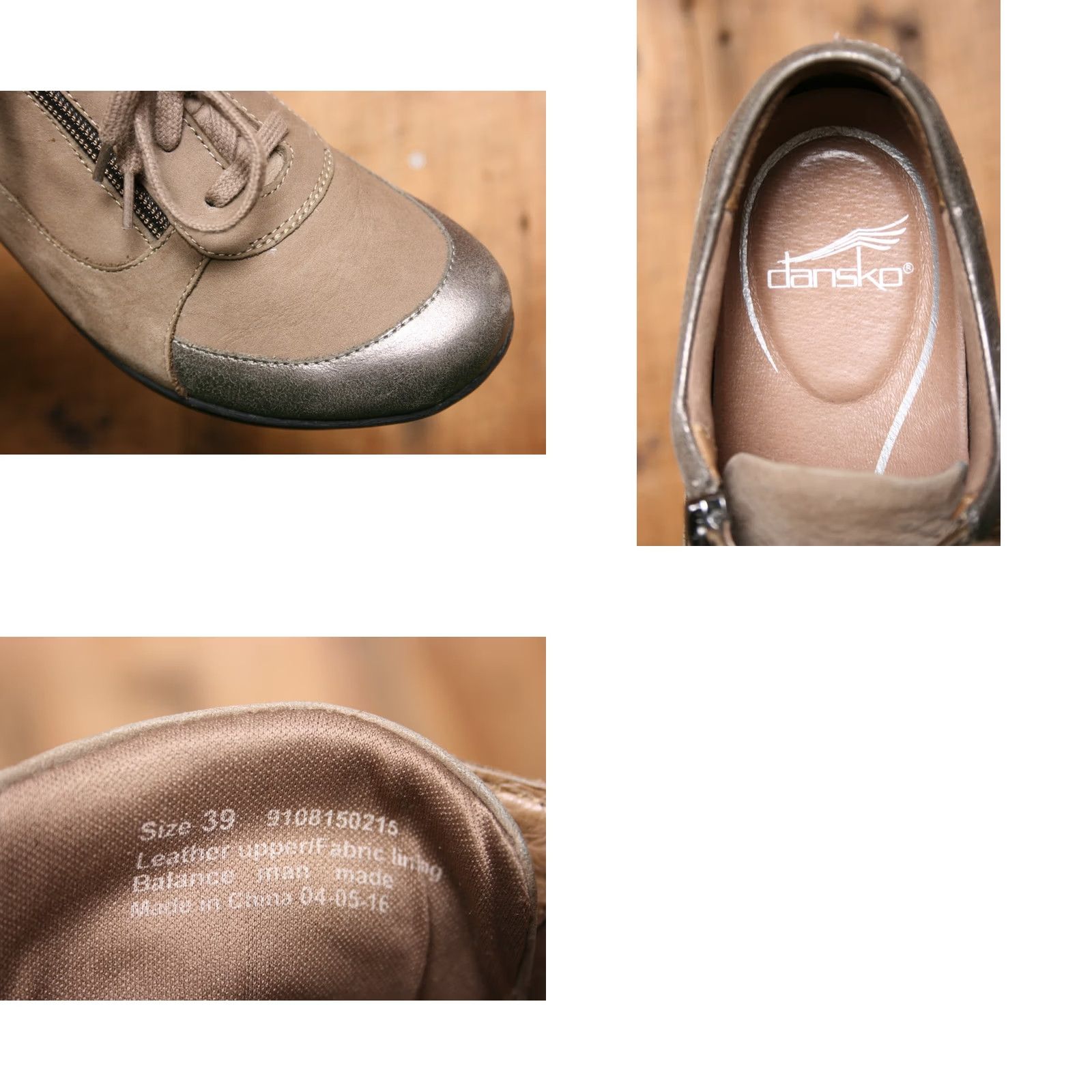 Dansko DANSKO Loretta Taupe Nubuck Lace Up Zip Sneakers Women 8.5 EU 39 Casual Nubuck Upper Wedge Leather?: Sneakers Size US 9 / IT 39 - 8 Thumbnail