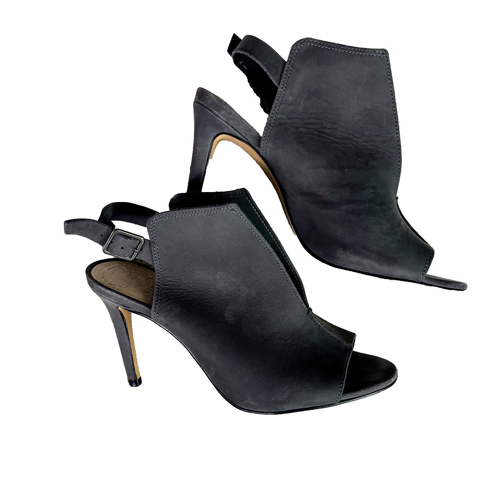 Vince Camuto Vince Camuto Catina Gray Suede Peep Toe Stiletto Heel Slingb Size US 7 / IT 37 - 1 Thumbnail