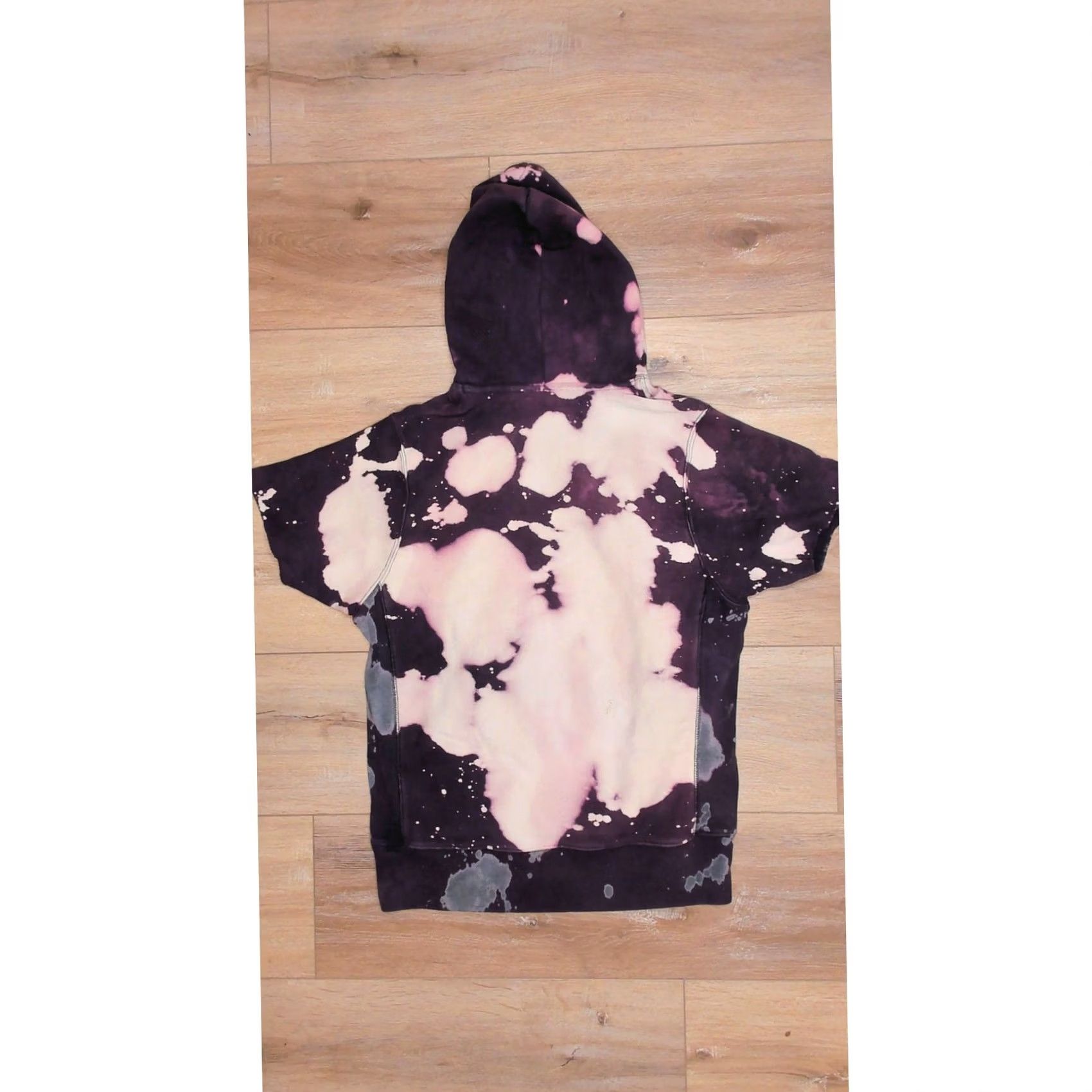 Champion VINTAGE Champion Hoodie Short Sleeve Bleach Dye Acid Wash Men's XL Pump Cover Purple 90s Athleisure Geometric Reverse Weave Mens XL Hoodie Size US XL / EU 56 / 4 - 6 Thumbnail
