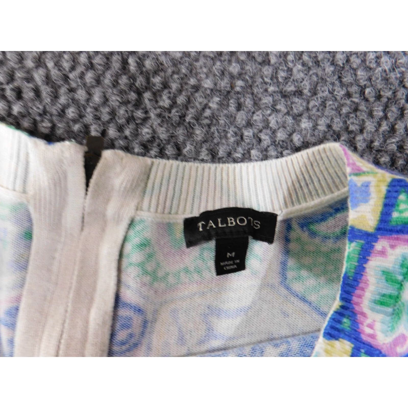 Talbots Talbots Cardigan Sweater Womens Medium Blue Floral Zip Knit Rayon Nylon Stretch Regular Modern Size M / US 6-8 / IT 42-44 - 5 Thumbnail