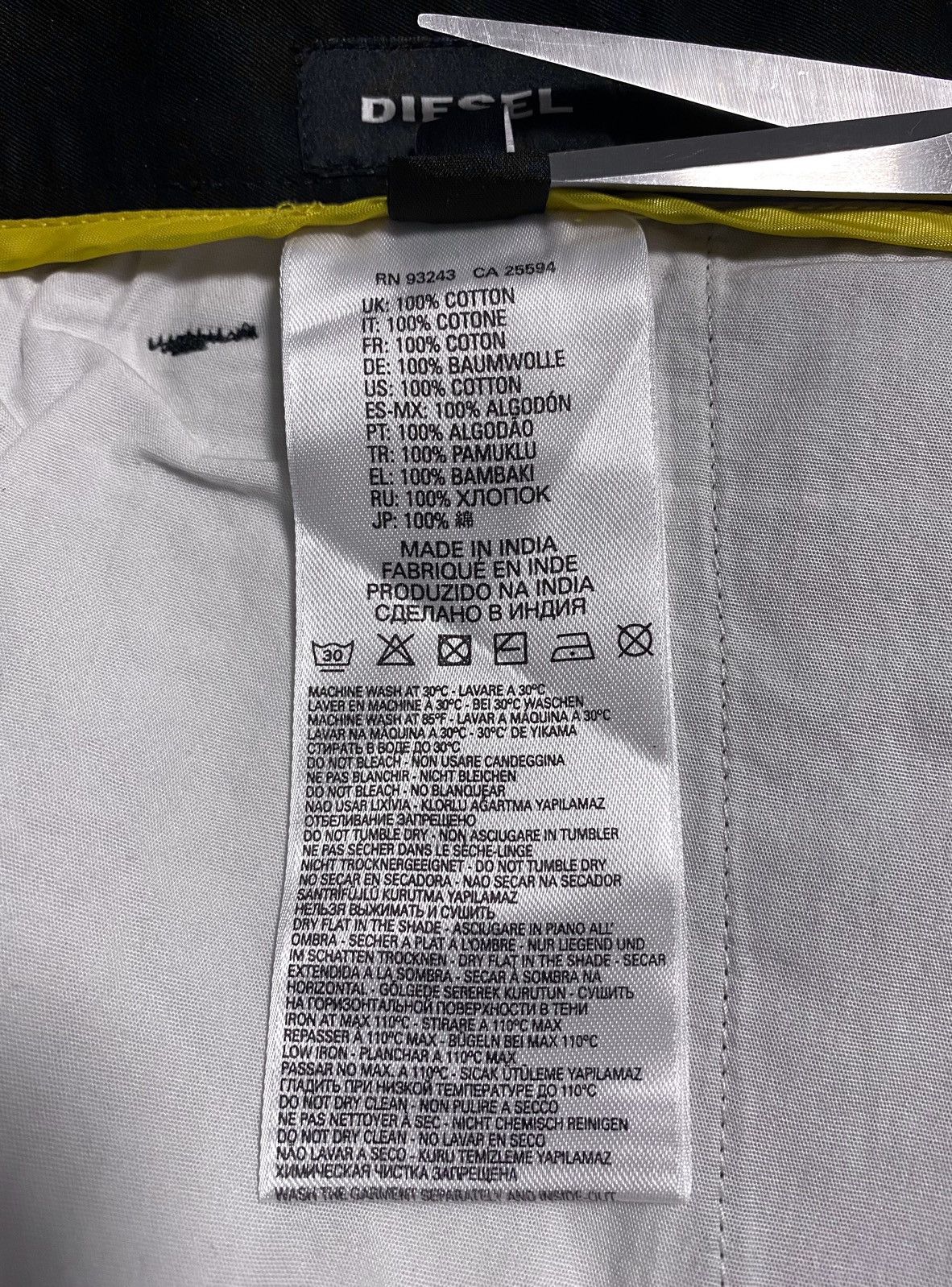 Diesel Diesel Black Cotton Chino Casual Pants Trousers Formal Size US 34 / EU 50 - 15 Thumbnail