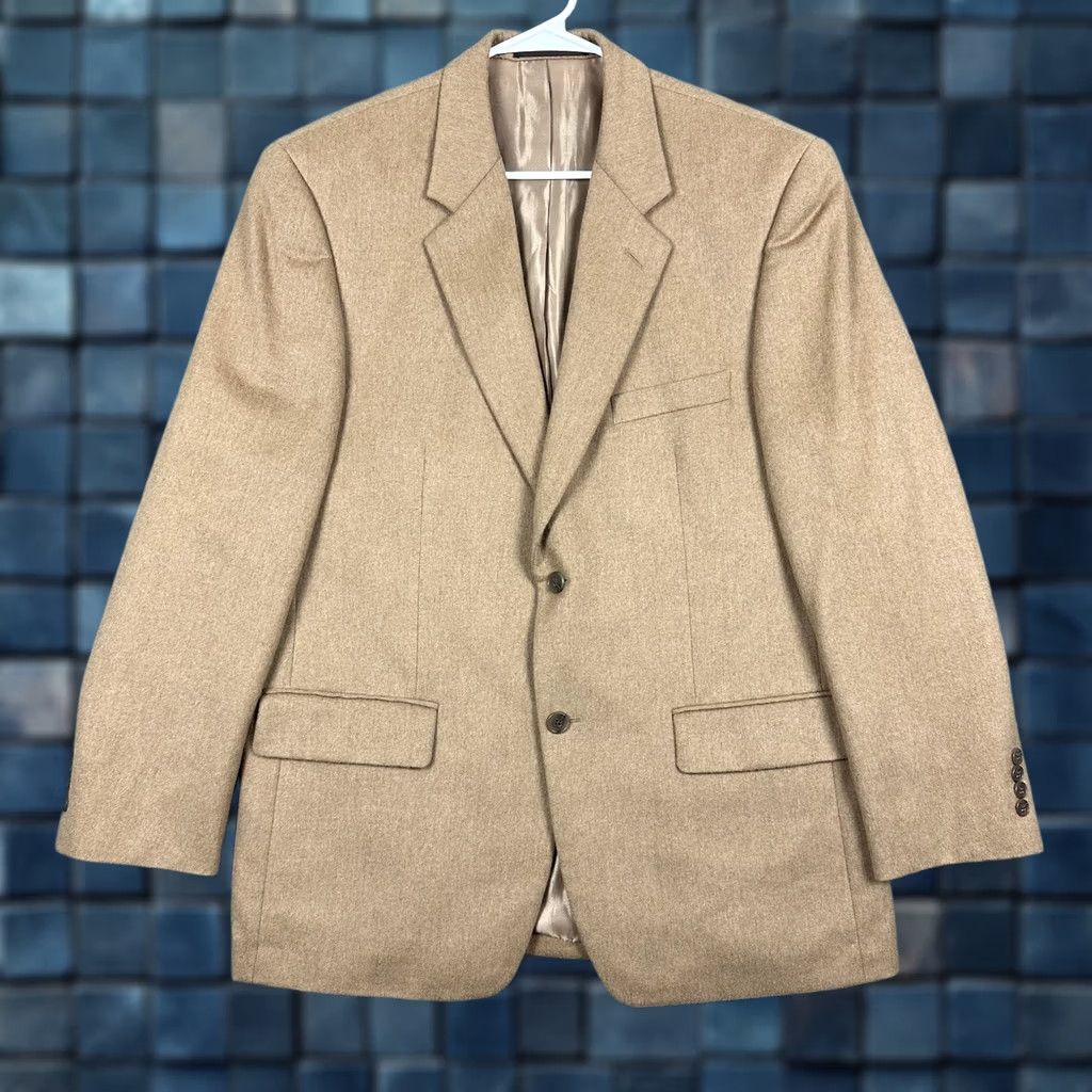 Tasso Elba Tasso Elba Blazer Jacket 42R Brown 100% Camel Hair Notch Lapel Single-Breasted 2-Button 4-Button Sleeve Solid Adult Mens Vintage: No Size 42R - 1 Thumbnail