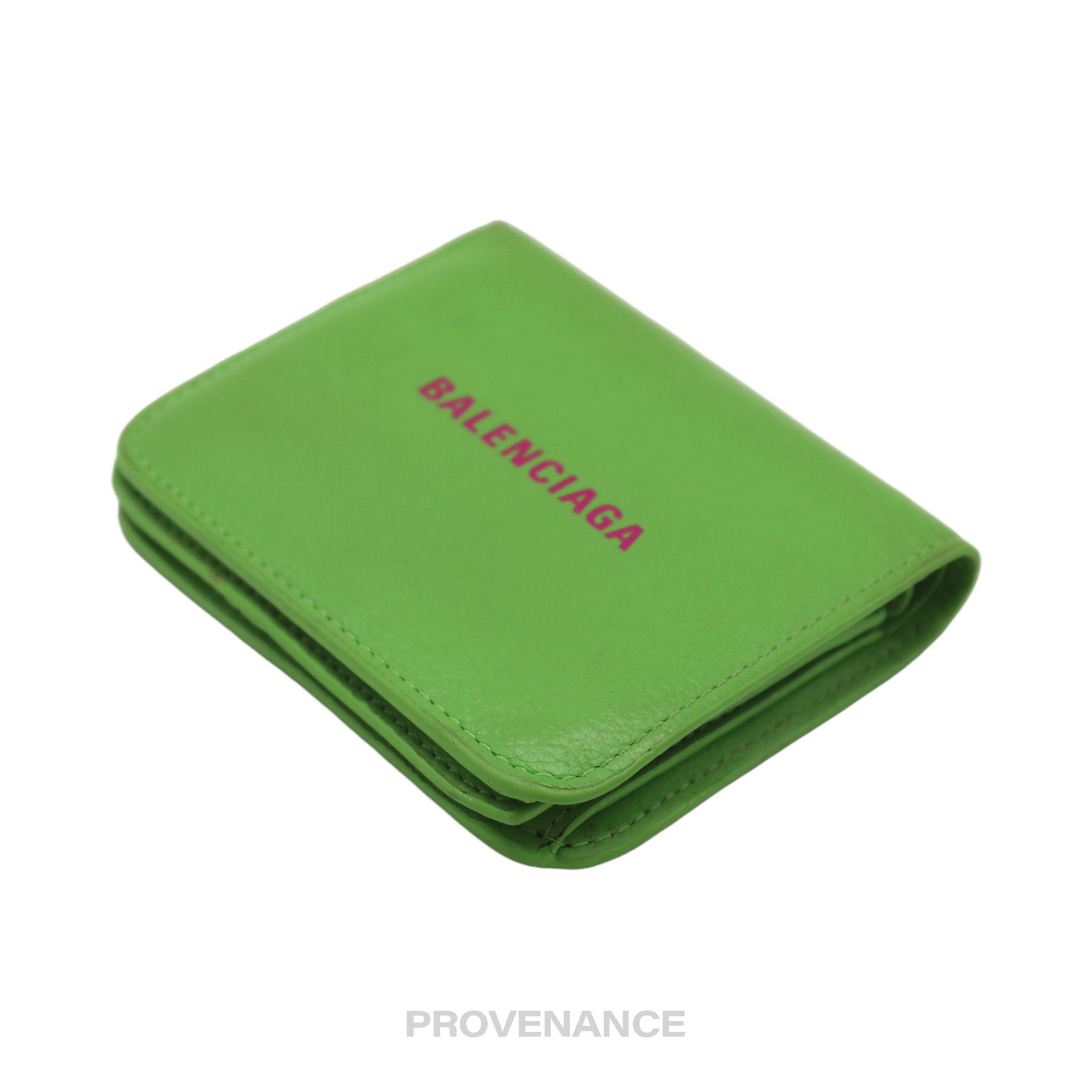 Balenciaga 🔴 Balenciaga Logo Print Bifold Wallet - Green Leather Size ONE SIZE - 4 Thumbnail