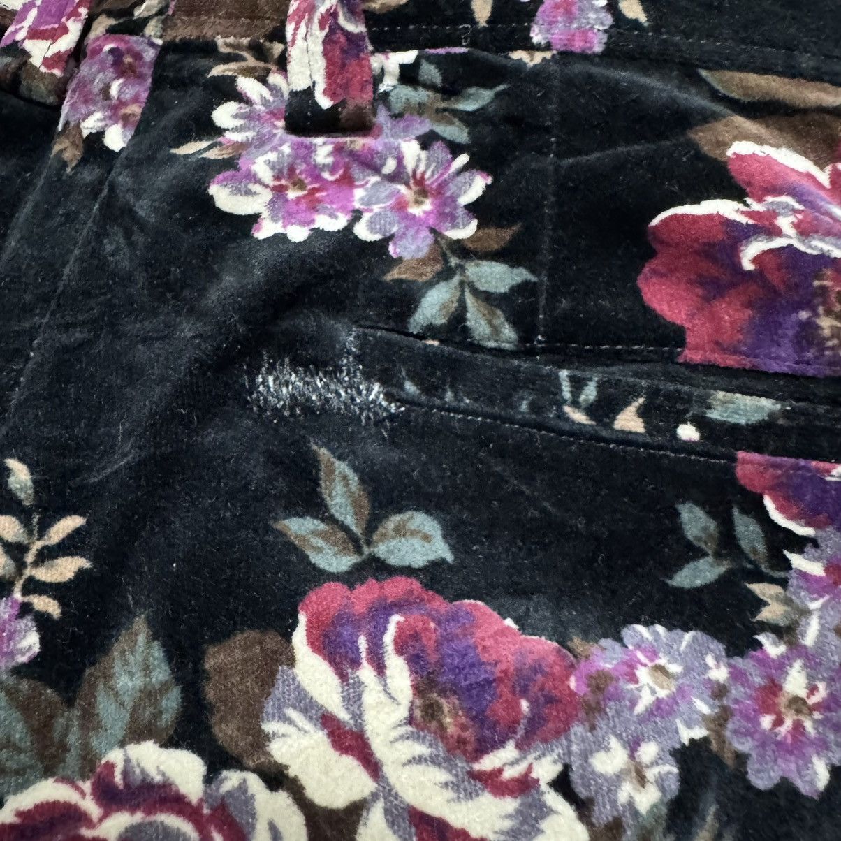 Tornado Mart Tornado Mart Velvet Floral Flare Pants Size 30" / US 8 / IT 44 - 18 Thumbnail